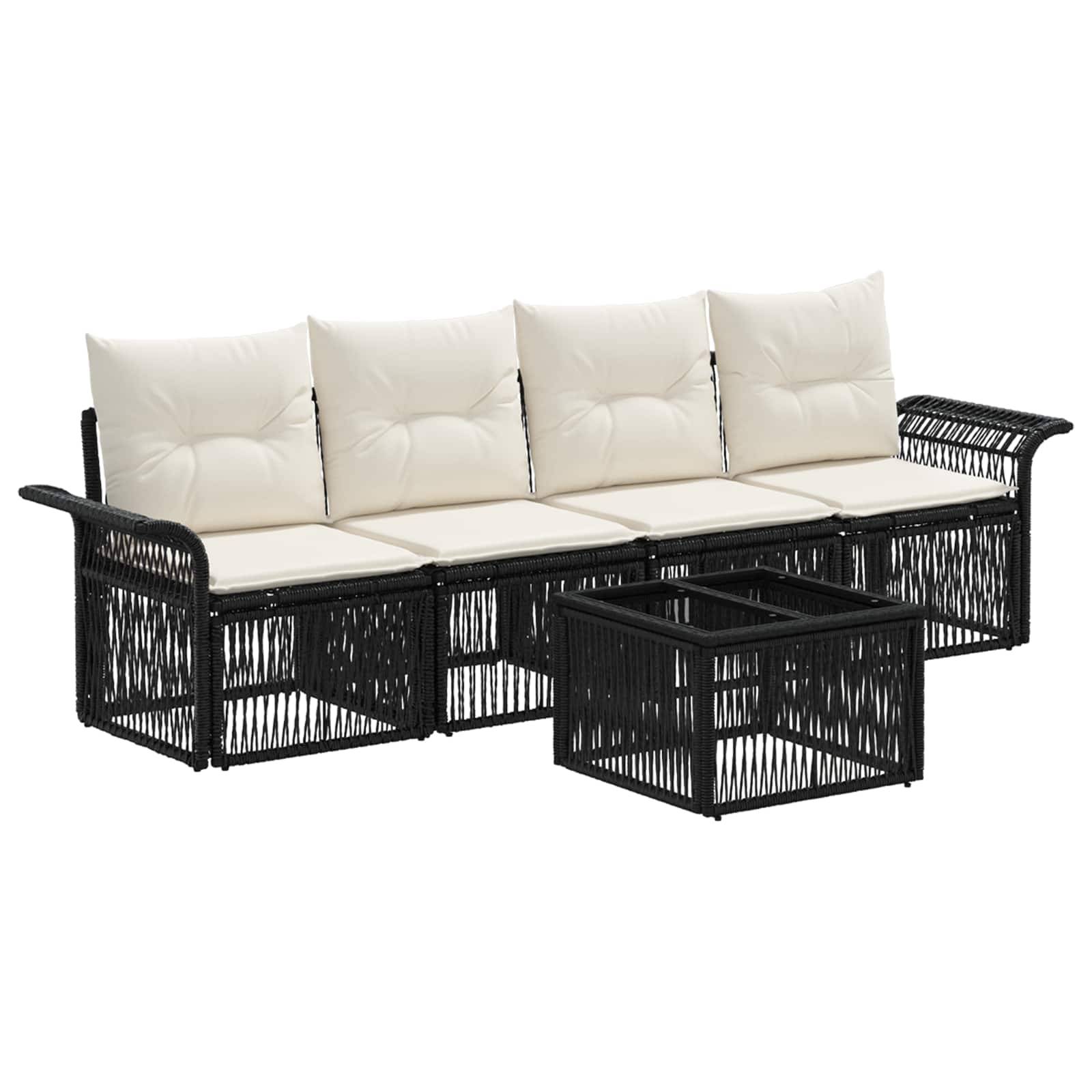 vidaXL Gartensofa-set 5 pcs Schwarz Poly-Rattan