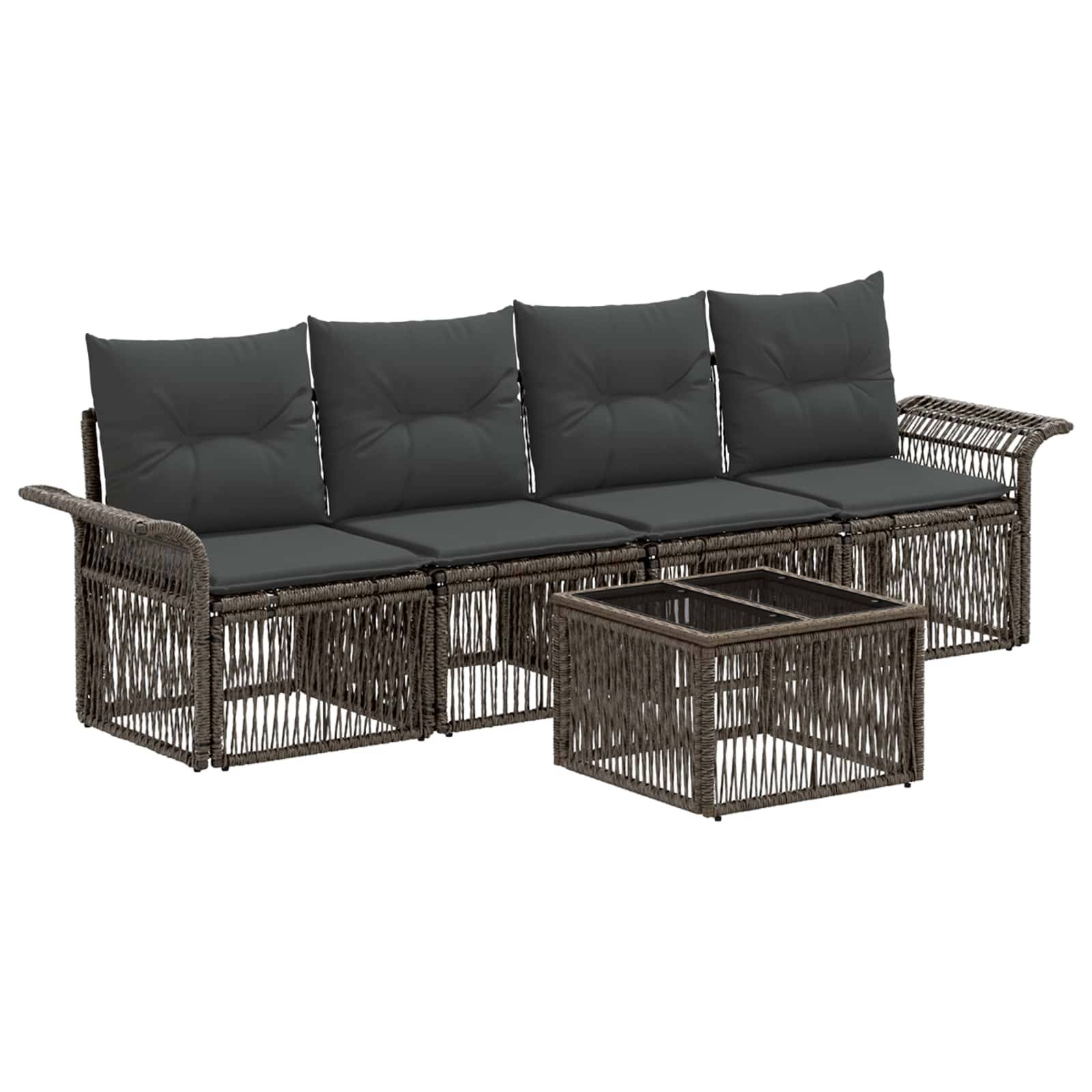 vidaXL Gartensofa-set 5 pcs Grau Poly-Rattan