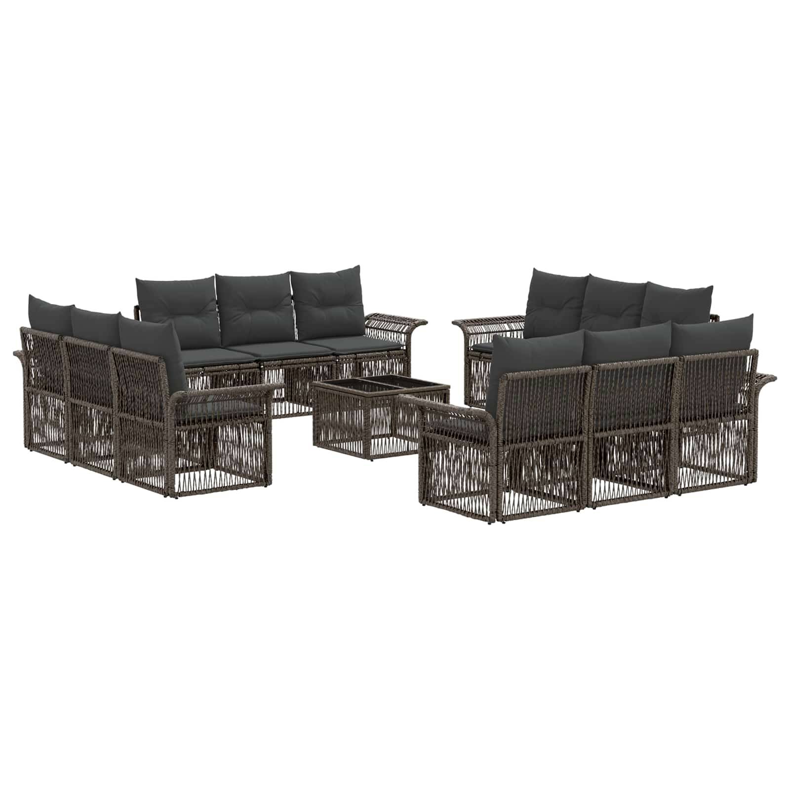 vidaXL Gartensofa-set 13 pcs Grau Poly-Rattan