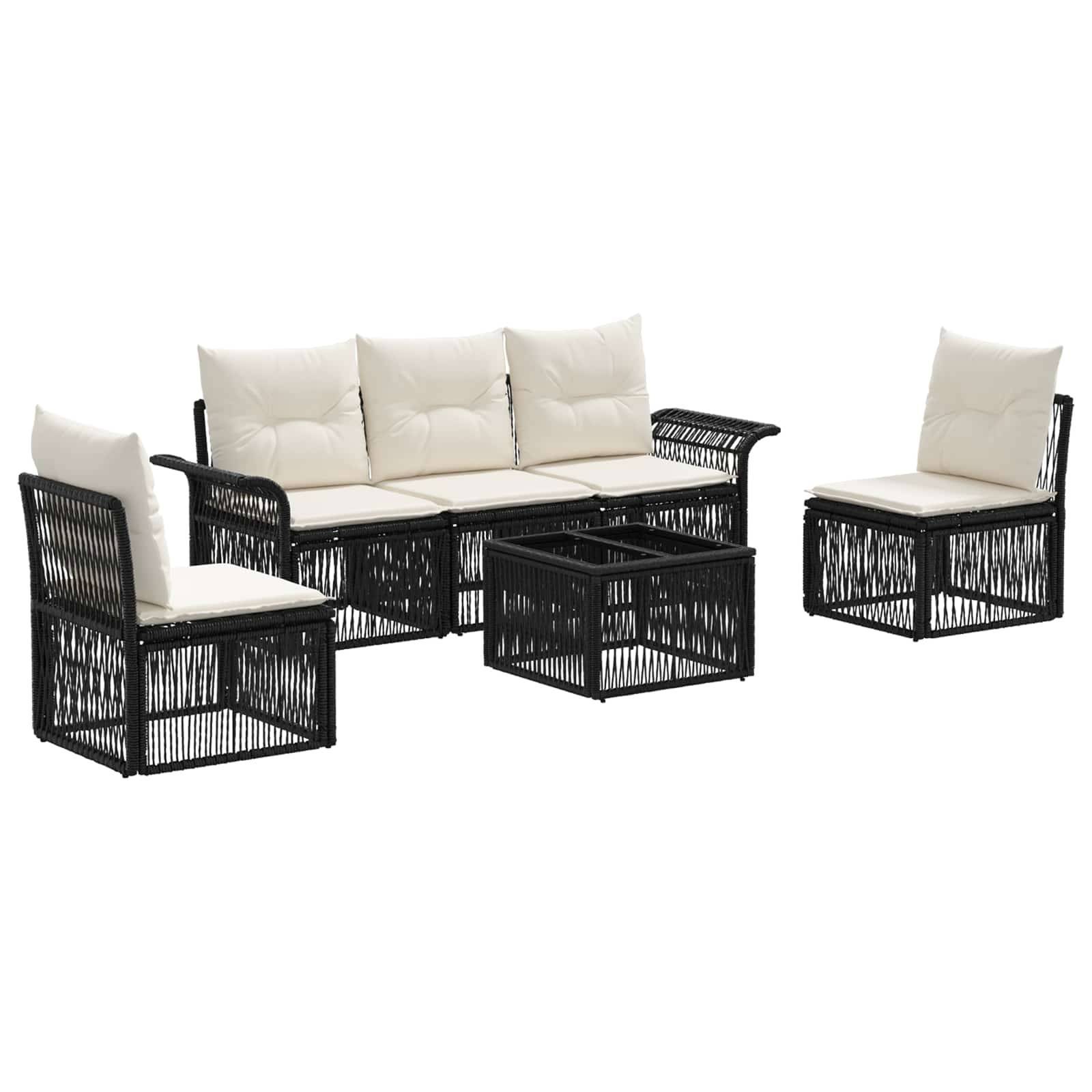 vidaXL Gartensofa-set 6 pcs Schwarz Poly-Rattan