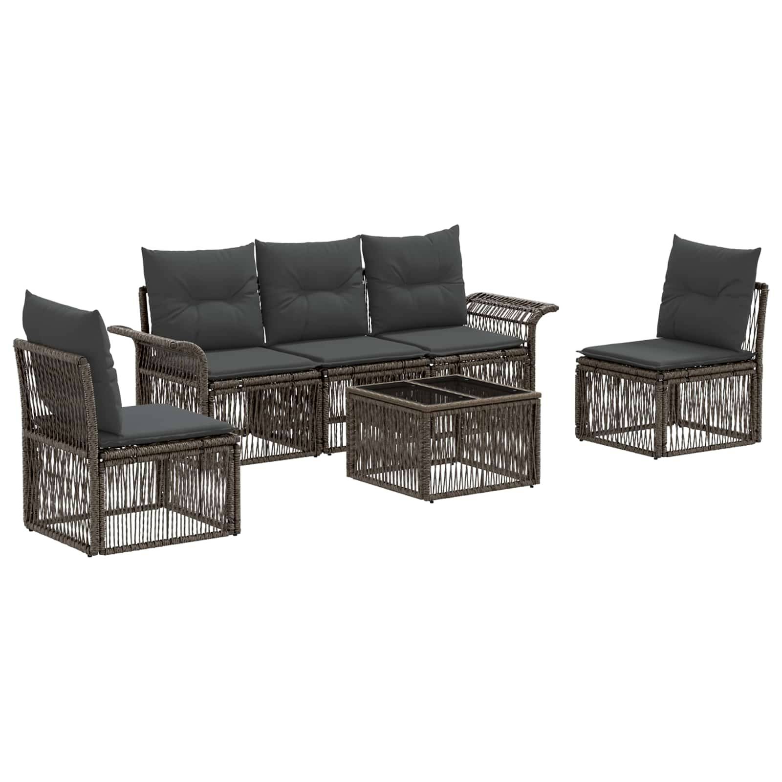 vidaXL Gartensofa-set 6 pcs Grau Poly-Rattan