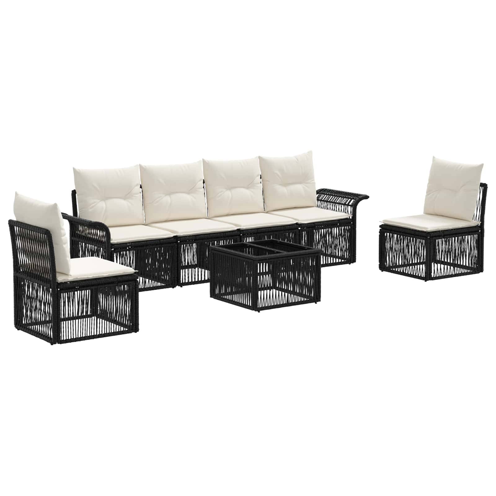 vidaXL Gartensofa-set 7 pcs Schwarz Poly-Rattan