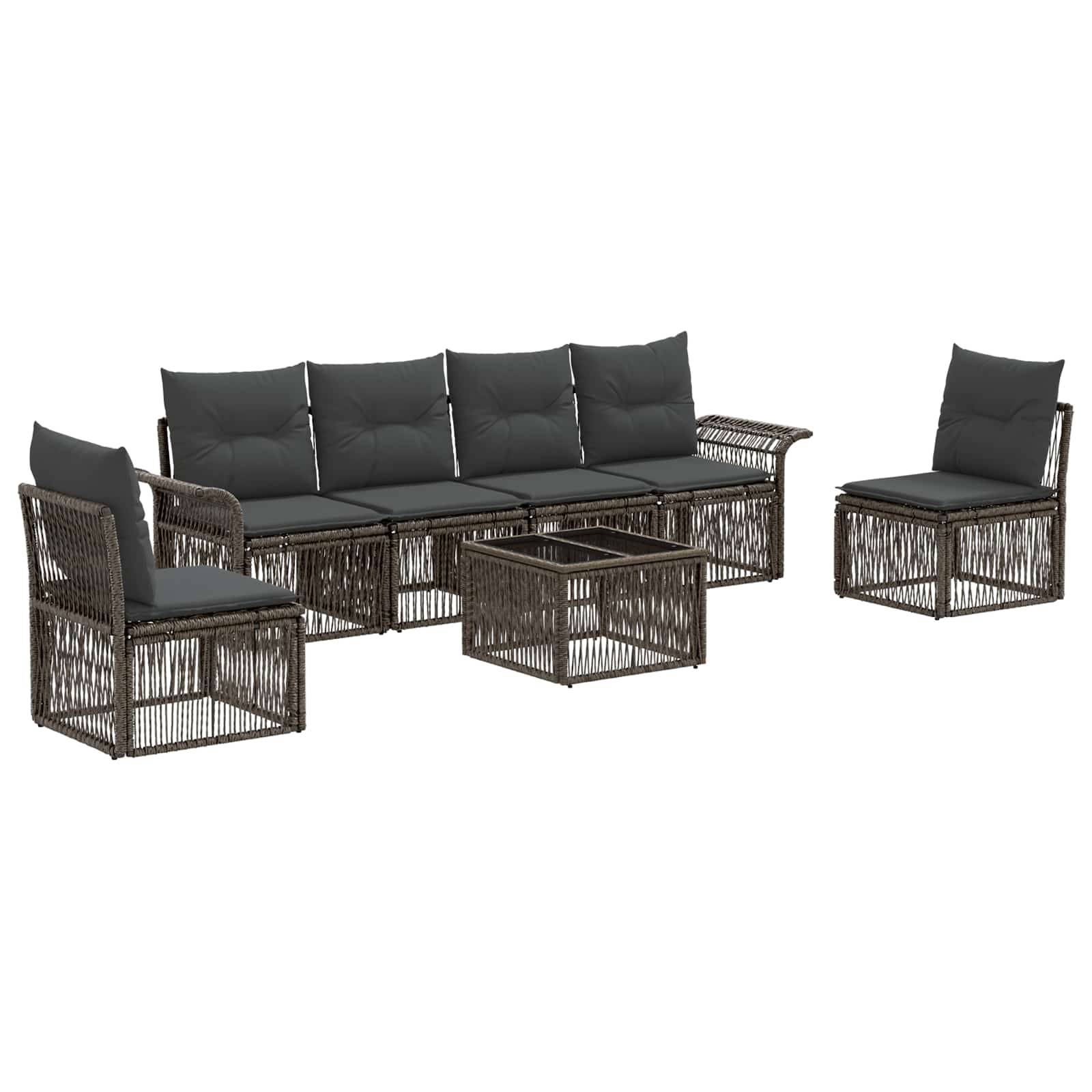 vidaXL Gartensofa-set 7 pcs Grau Poly-Rattan