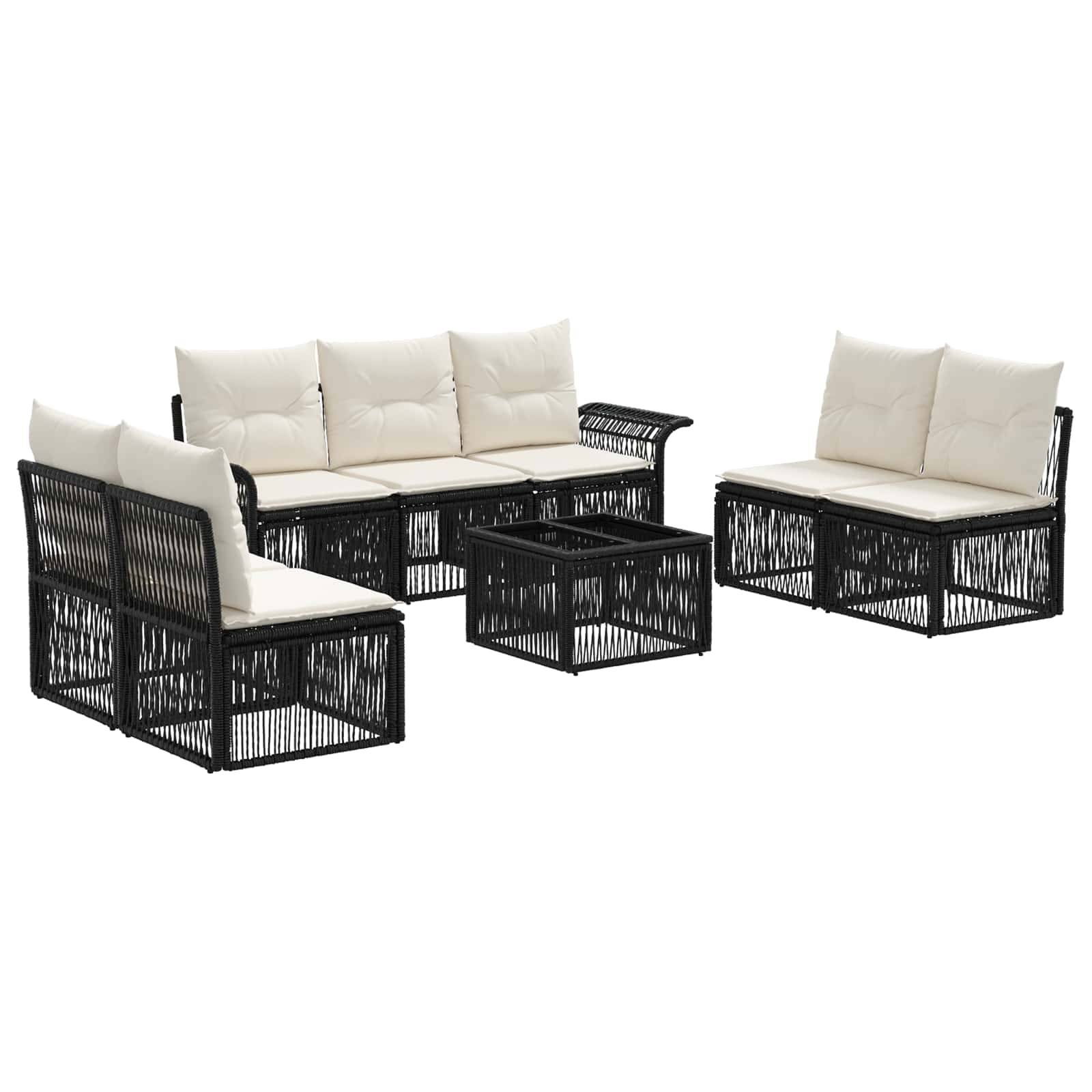 vidaXL Gartensofa-set 8 pcs Schwarz Poly-Rattan