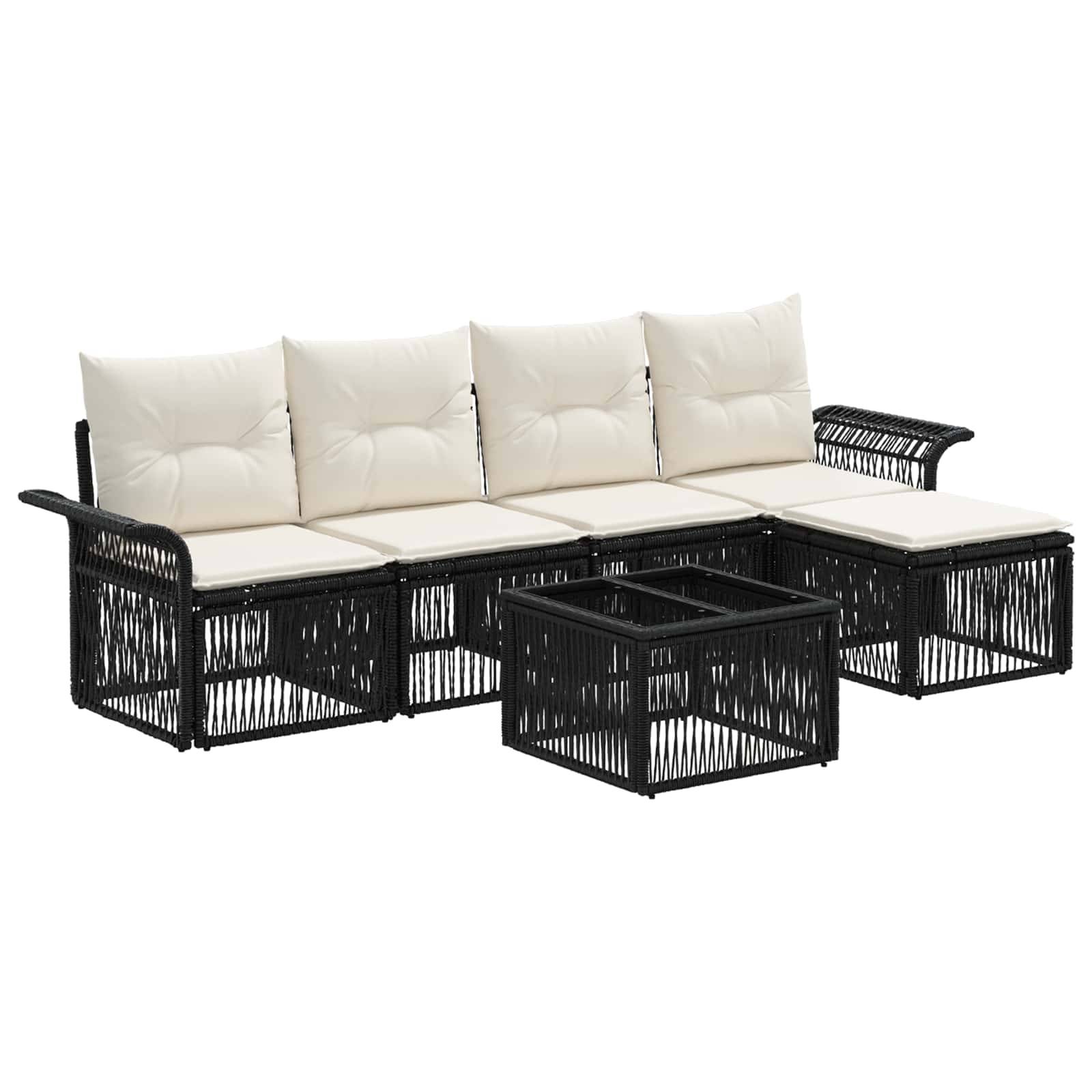vidaXL Gartensofa-set 6 pcs Schwarz Poly-Rattan