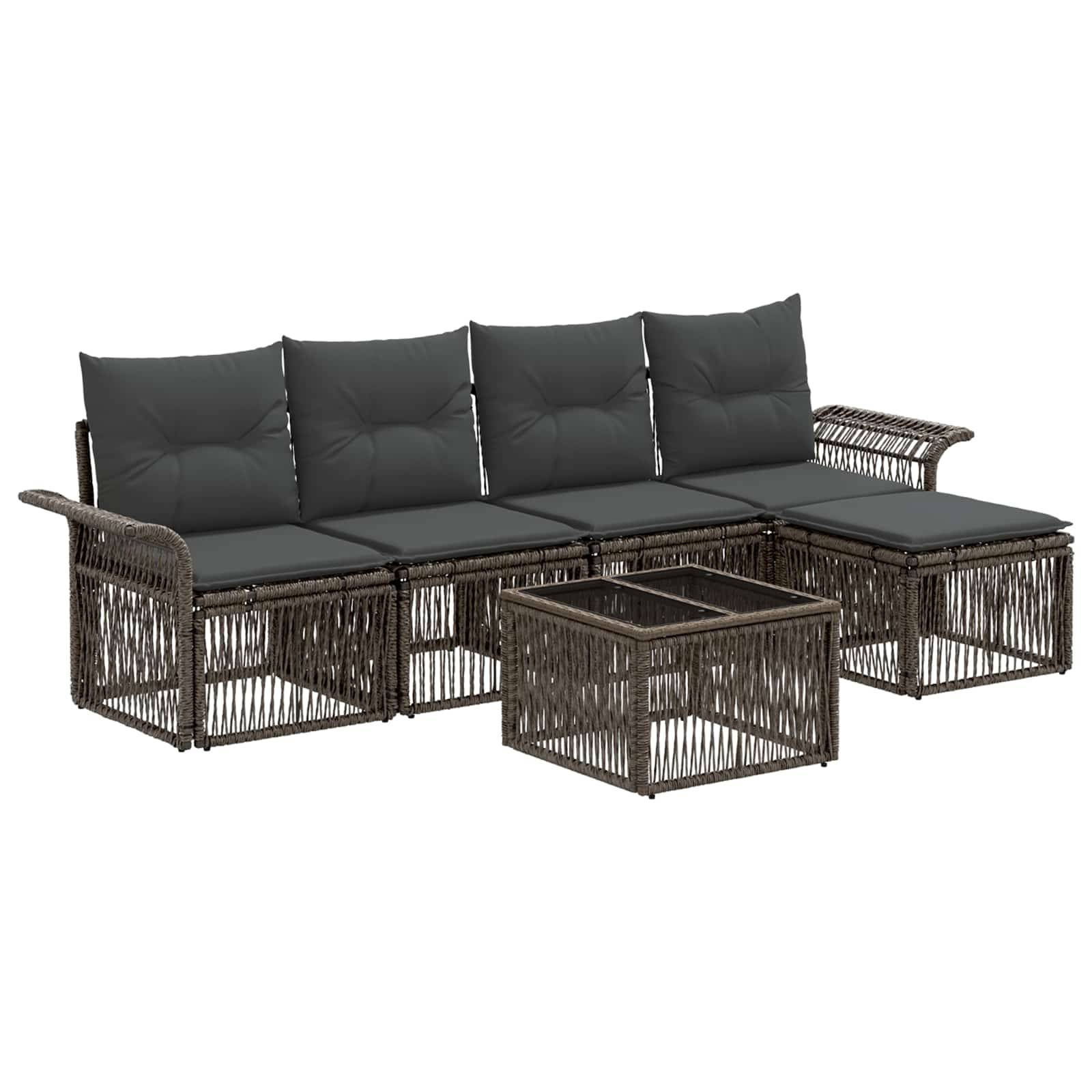 vidaXL Gartensofa-set 6 pcs Grau Poly-Rattan