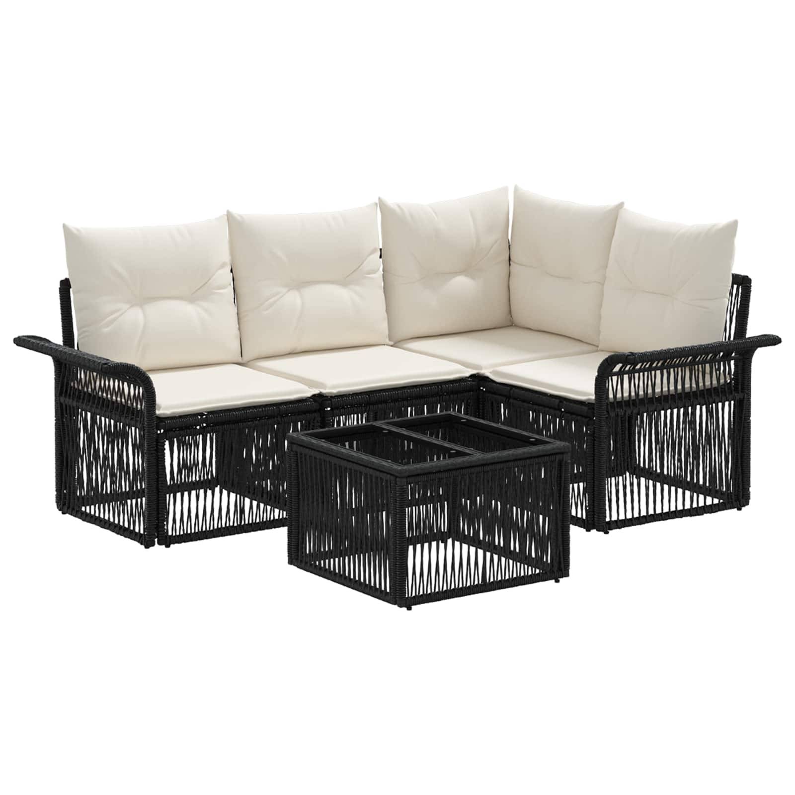 vidaXL Gartensofa-set 5 pcs Schwarz Poly-Rattan