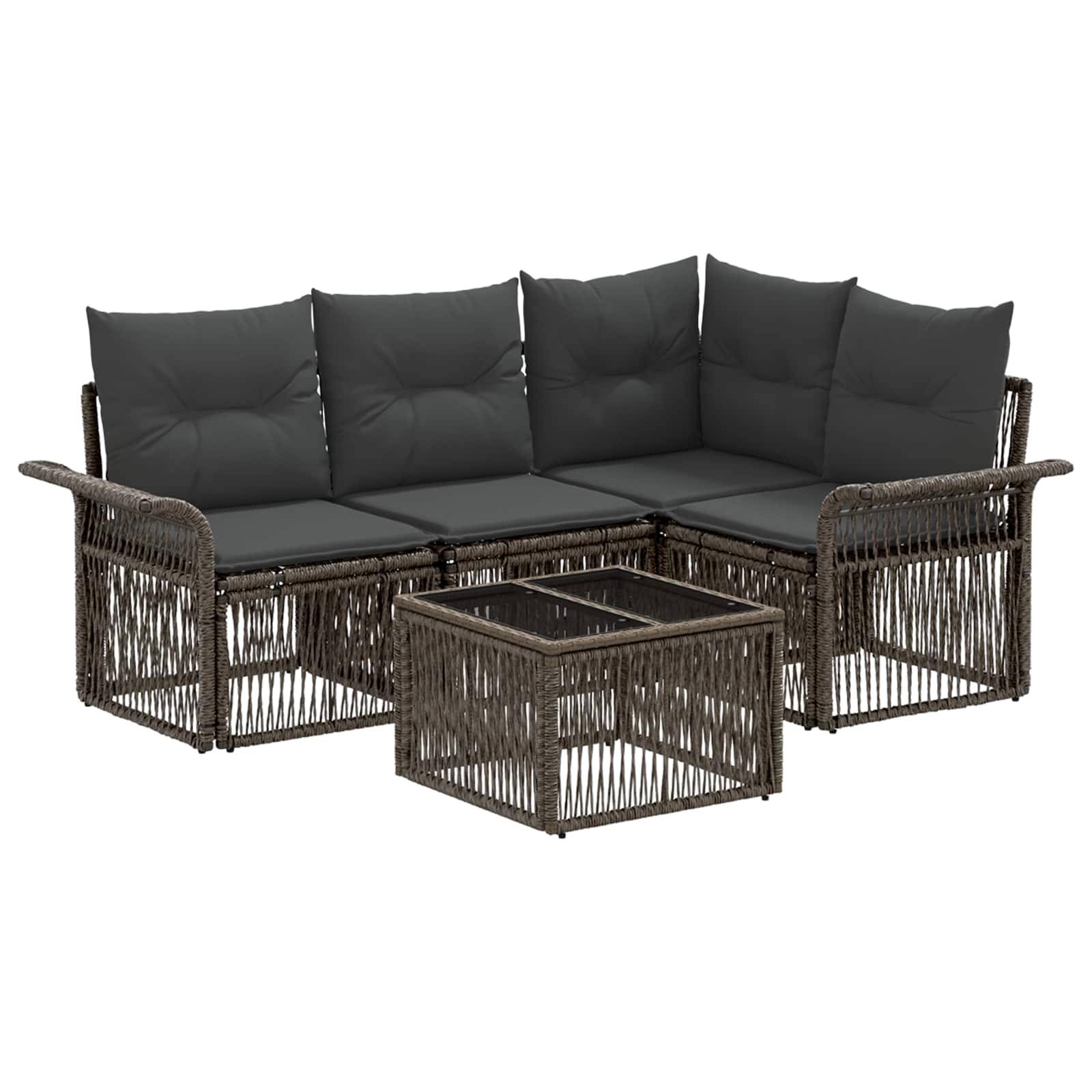 vidaXL Gartensofa-set 5 pcs Grau Poly-Rattan
