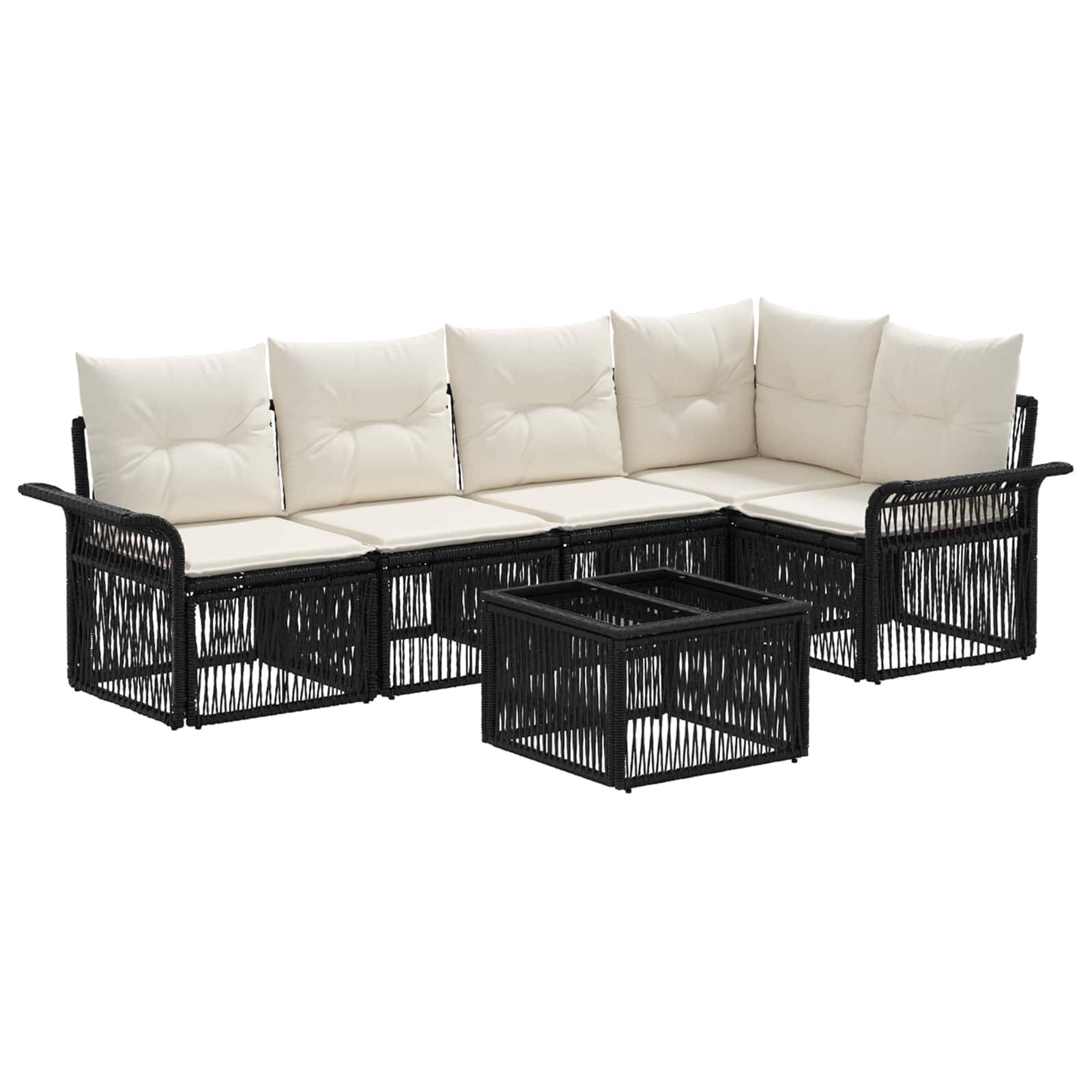 vidaXL Gartensofa-set 6 pcs Schwarz Poly-Rattan
