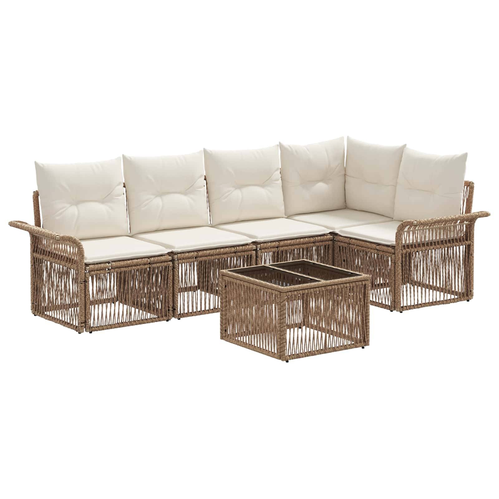 vidaXL Gartensofa-set 6 pcs Beige Poly-Rattan