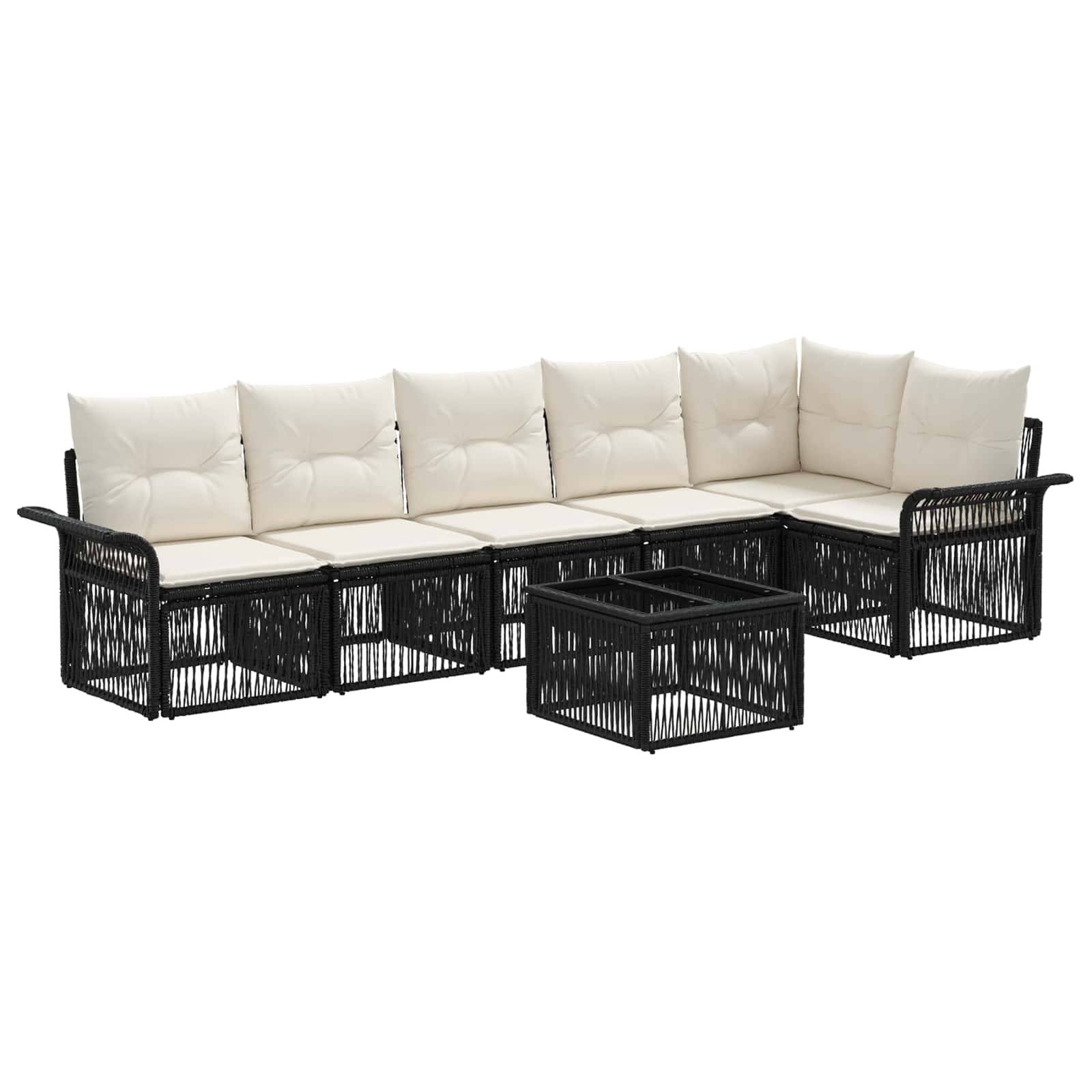 vidaXL Gartensofa-set 7 pcs Schwarz Poly-Rattan