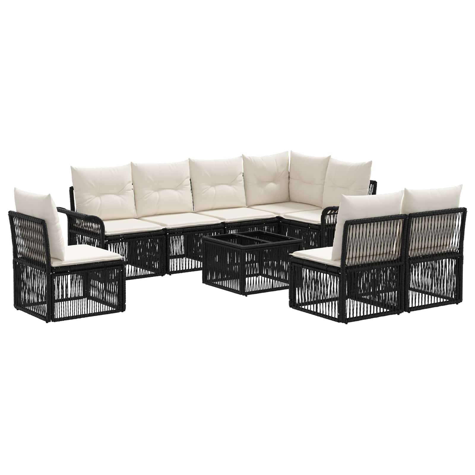 vidaXL Gartensofa-set 9 pcs Schwarz Poly-Rattan
