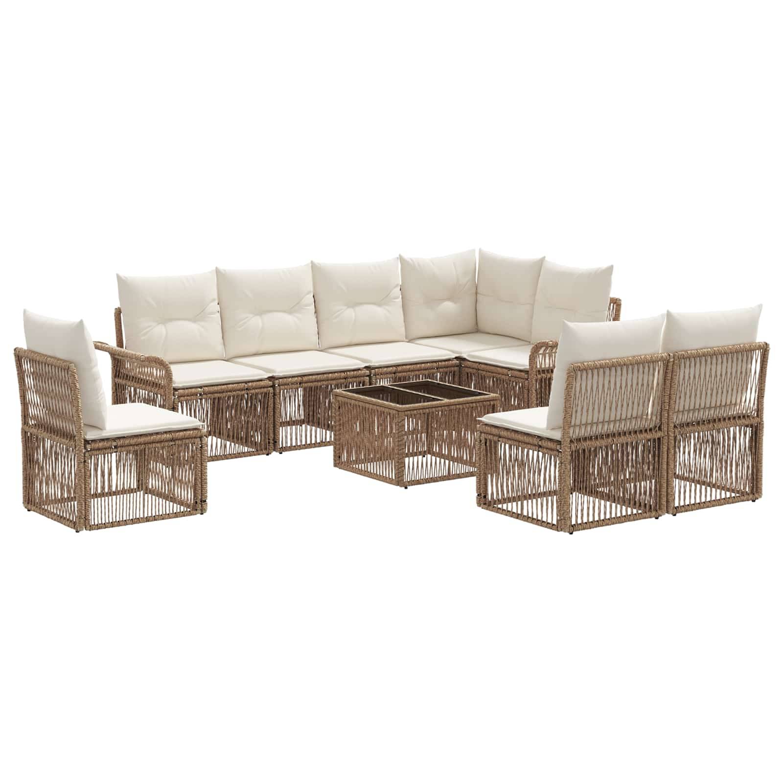 vidaXL Gartensofa-set 9 pcs Beige Poly-Rattan