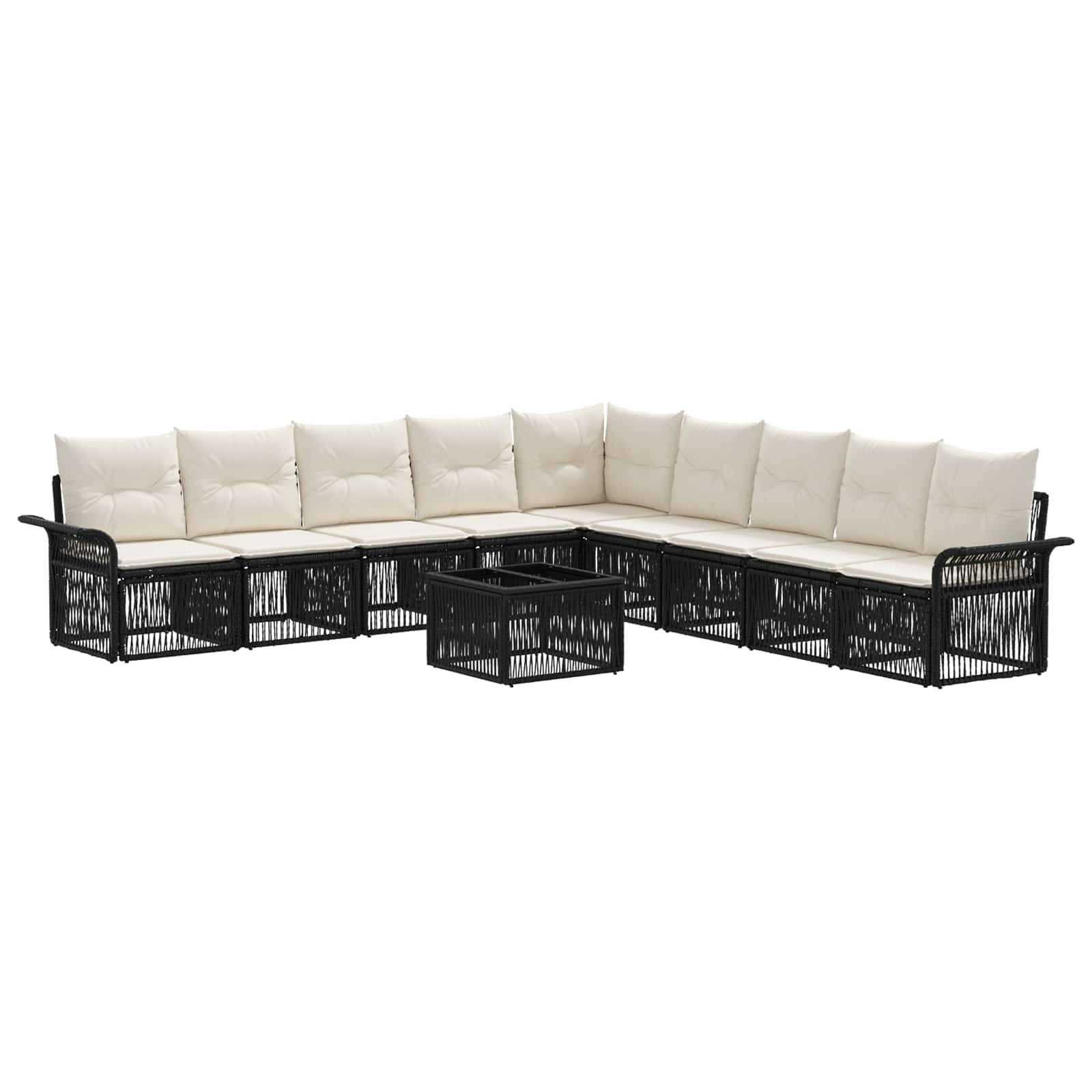 vidaXL Gartensofa-set 10 pcs Schwarz Poly-Rattan