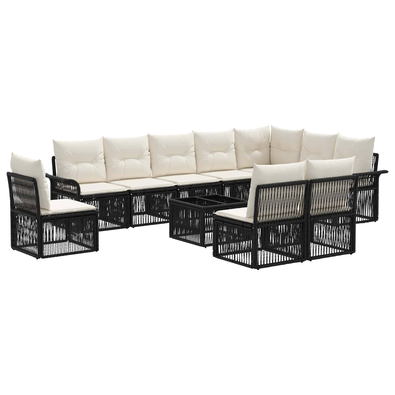 vidaXL Gartensofa-set 11 pcs Schwarz Poly-Rattan