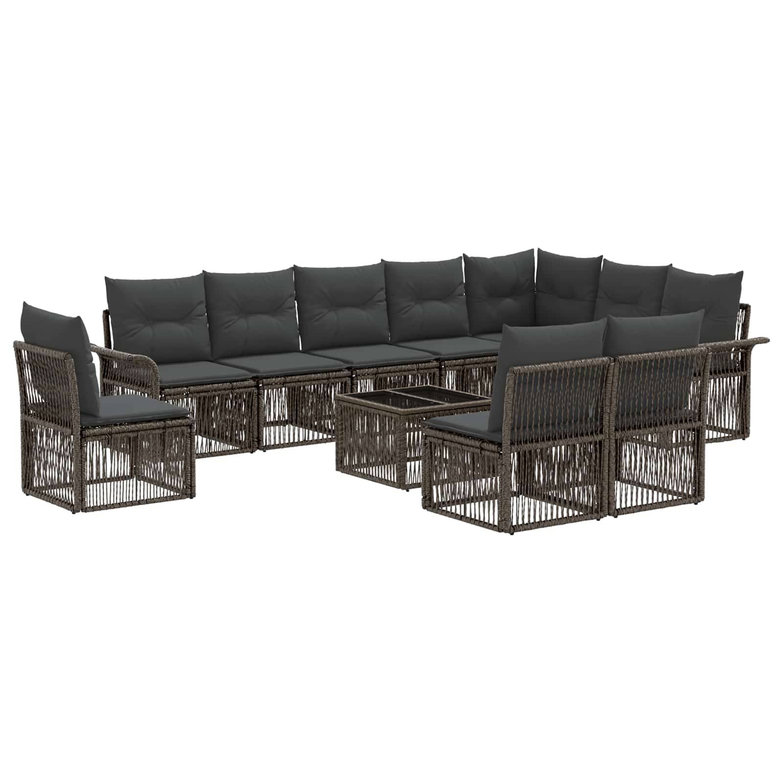 vidaXL Gartensofa-set 11 pcs Grau Poly-Rattan