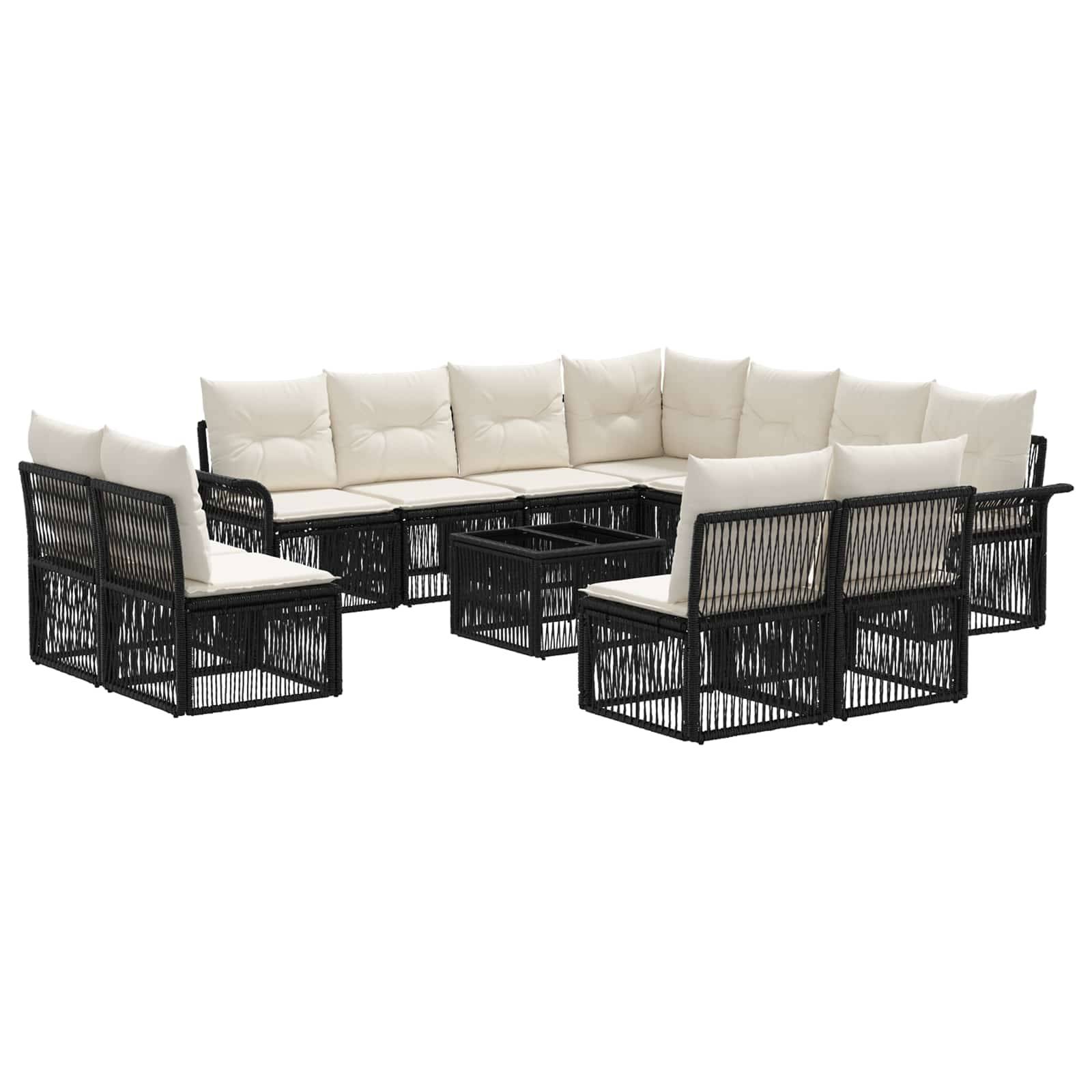 vidaXL Gartensofa-set 12 pcs Schwarz Poly-Rattan