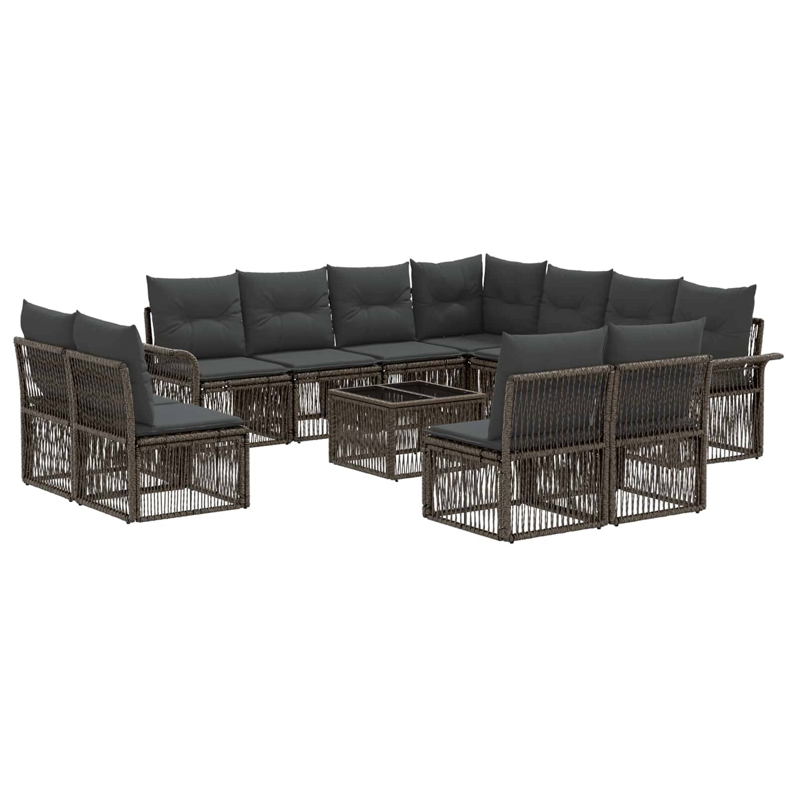 vidaXL Gartensofa-set 12 pcs Grau Poly-Rattan