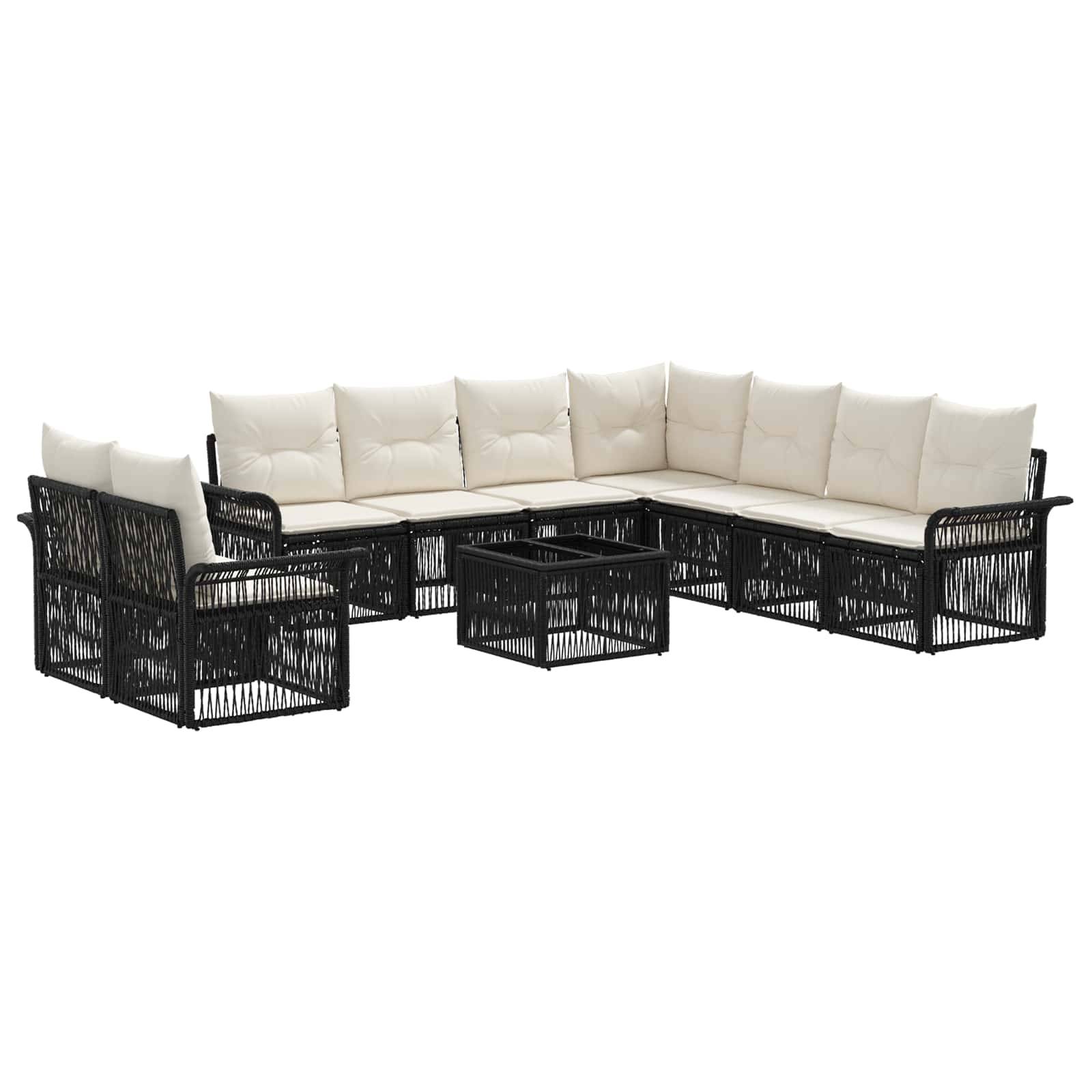 vidaXL Gartensofa-set 10 pcs Schwarz Poly-Rattan