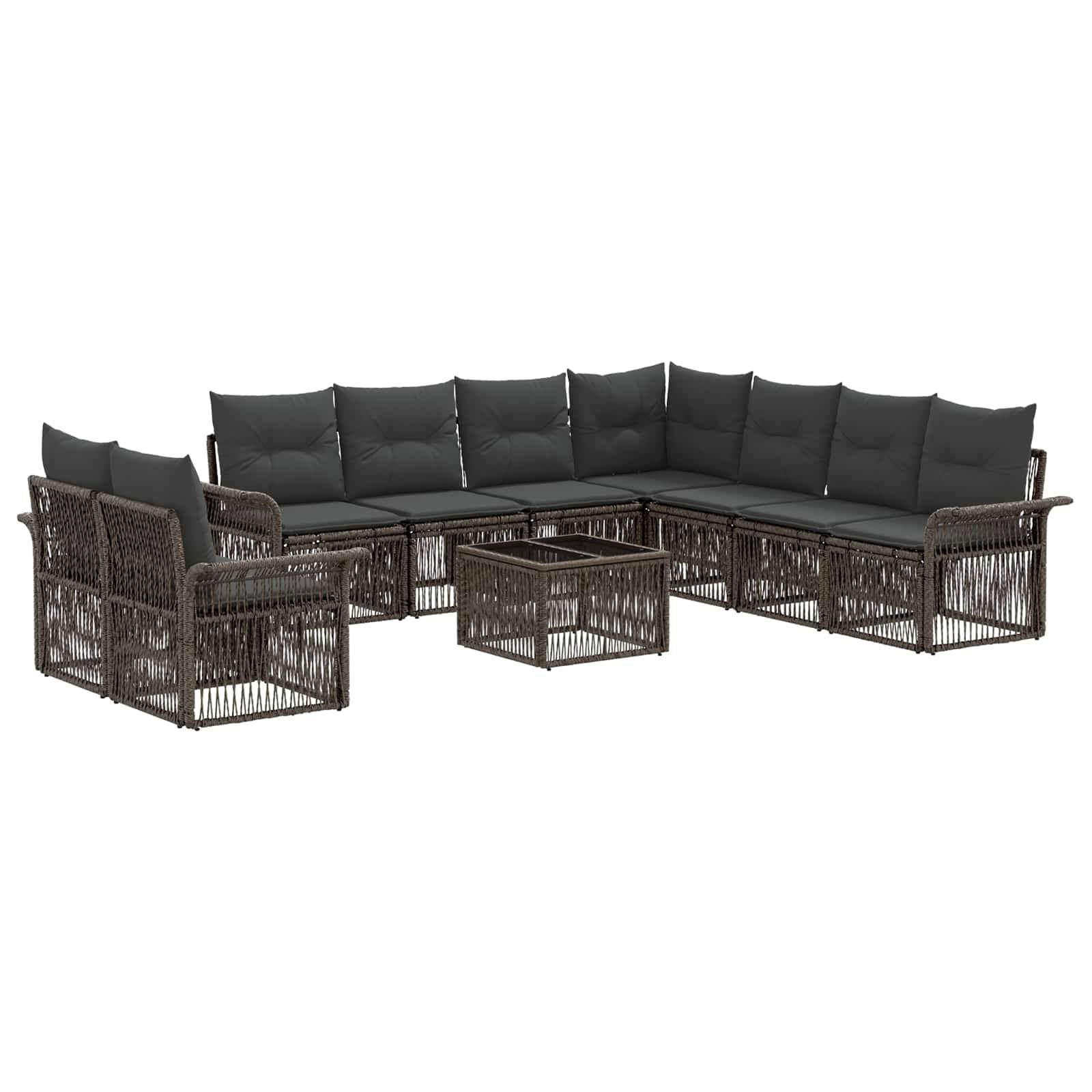 vidaXL Gartensofa-set 10 pcs Grau Poly-Rattan