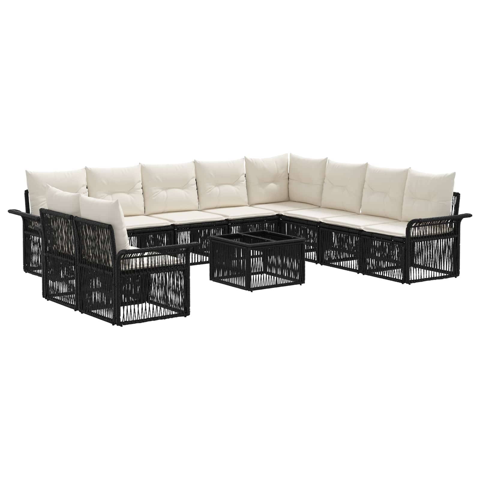 vidaXL Gartensofa-set 11 pcs Schwarz Poly-Rattan