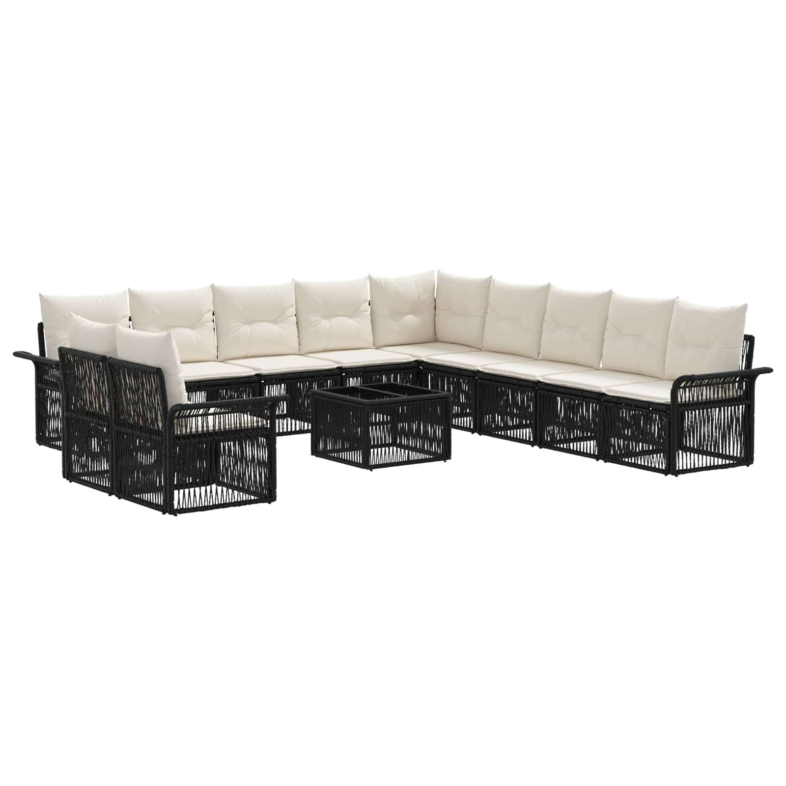 vidaXL Gartensofa-set 12 pcs Schwarz Poly-Rattan