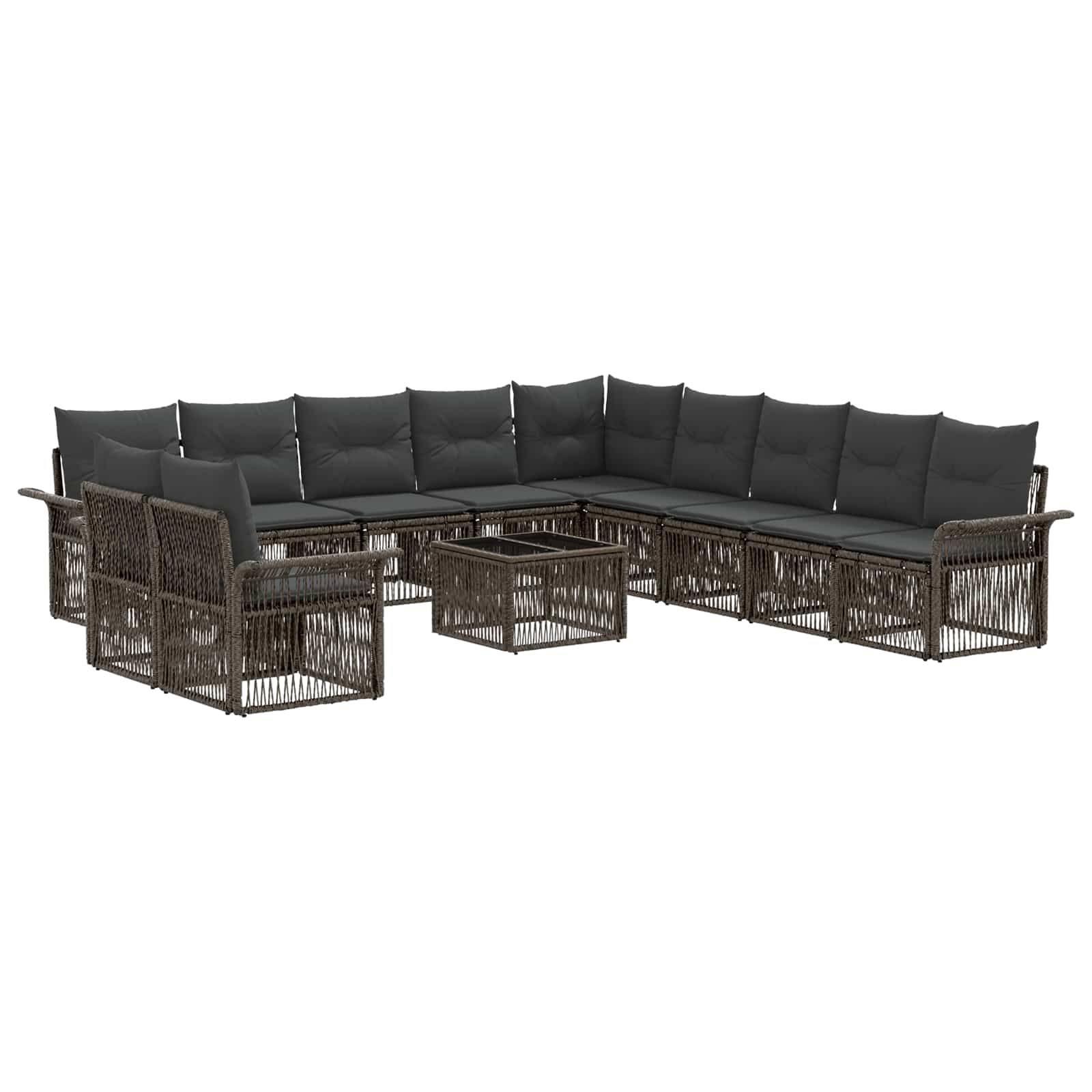 vidaXL Gartensofa-set 12 pcs Grau Poly-Rattan