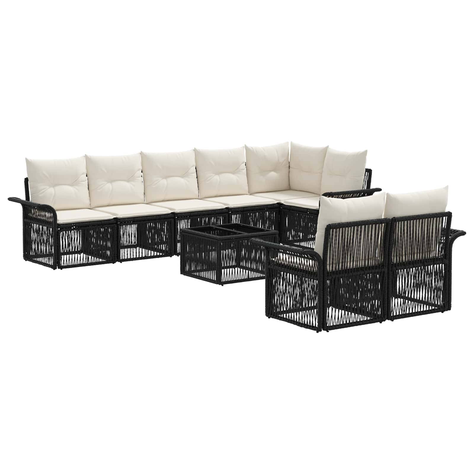 vidaXL Gartensofa-set 9 pcs Schwarz Poly-Rattan