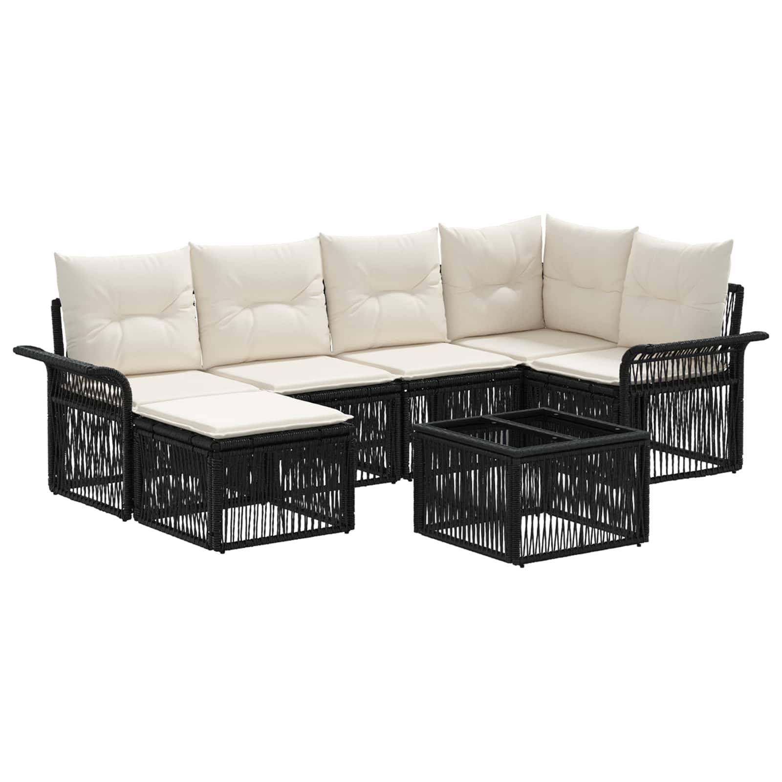 vidaXL Gartensofa-set 7 pcs Schwarz Poly-Rattan