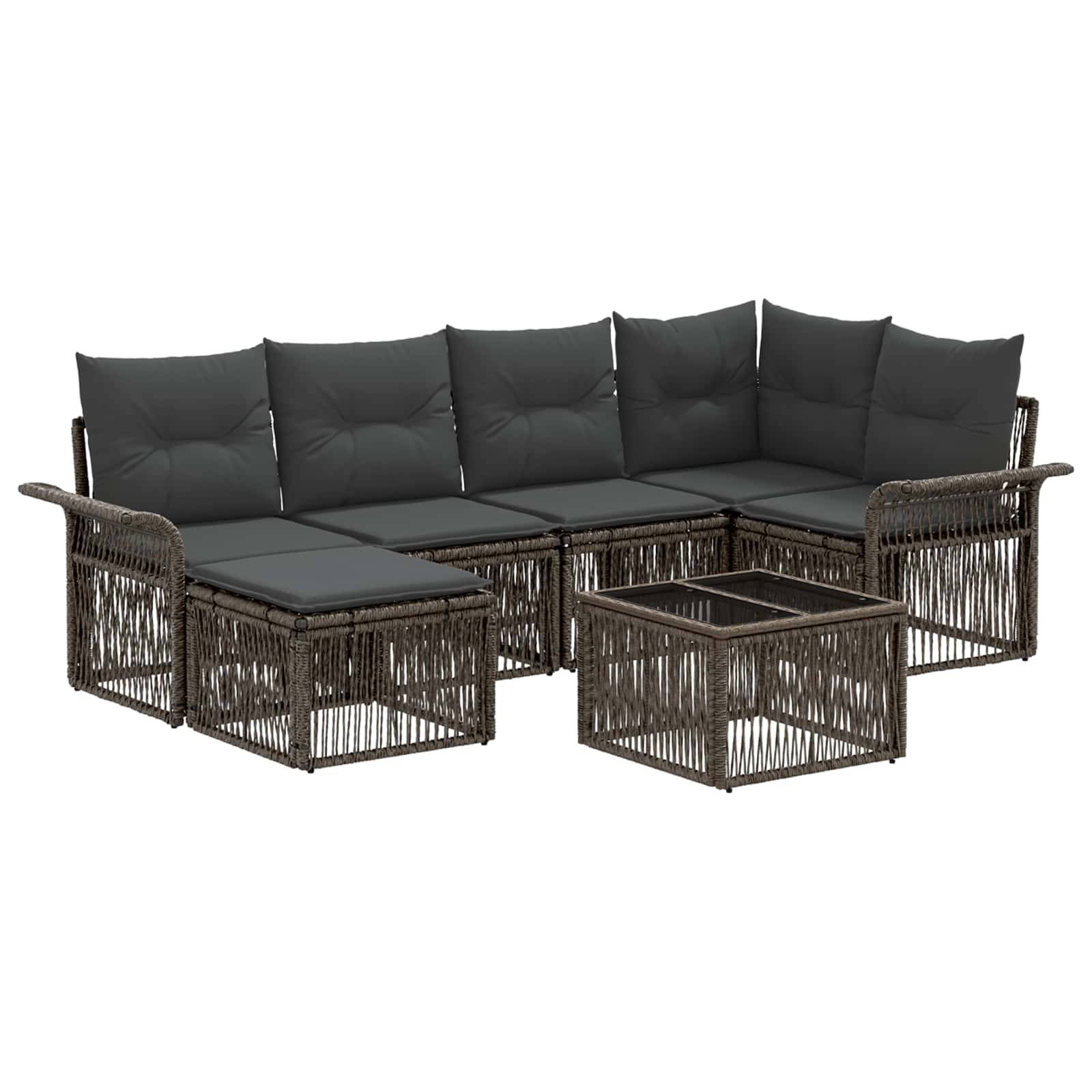 vidaXL Gartensofa-set 7 pcs Grau Poly-Rattan