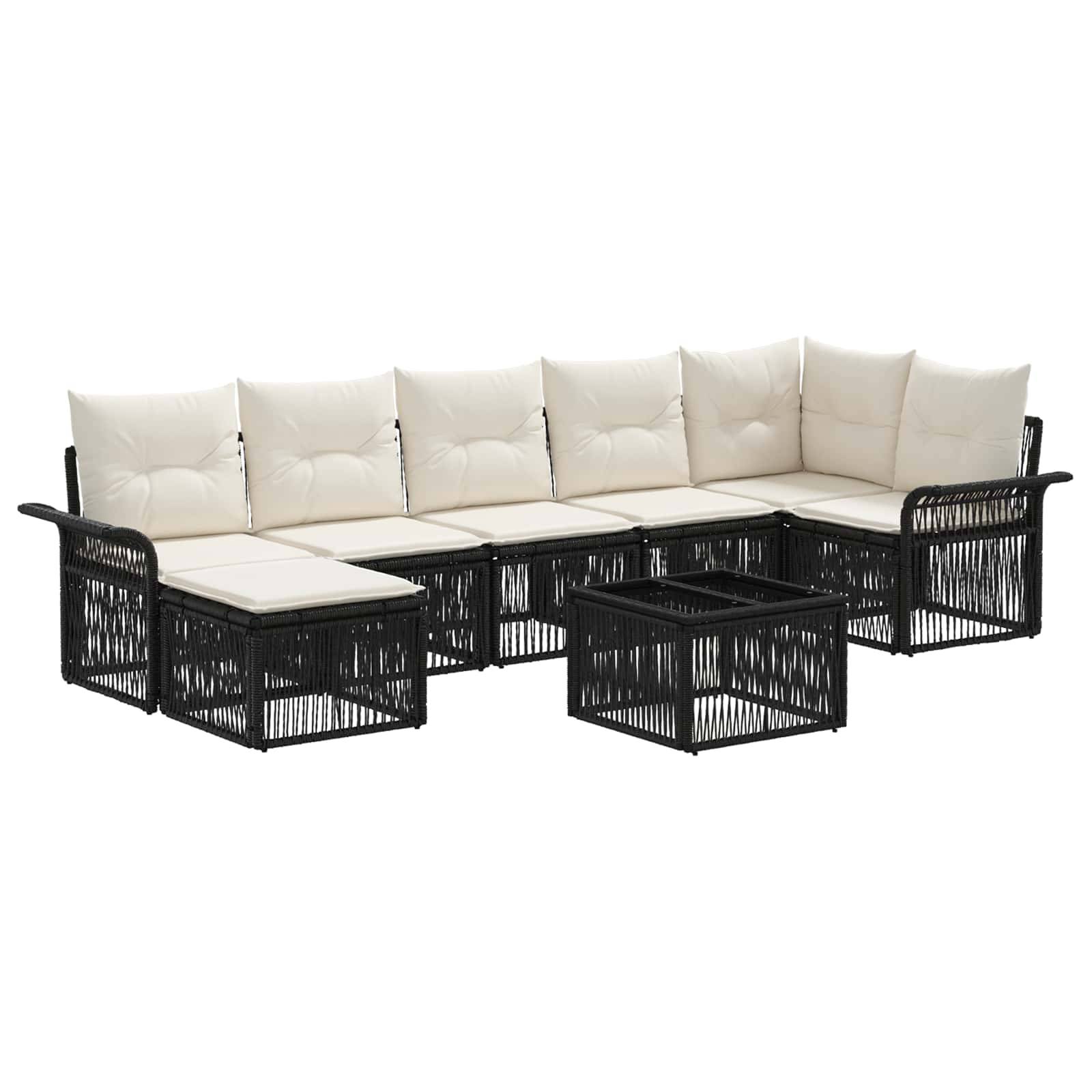 vidaXL Gartensofa-set 8 pcs Schwarz Poly-Rattan