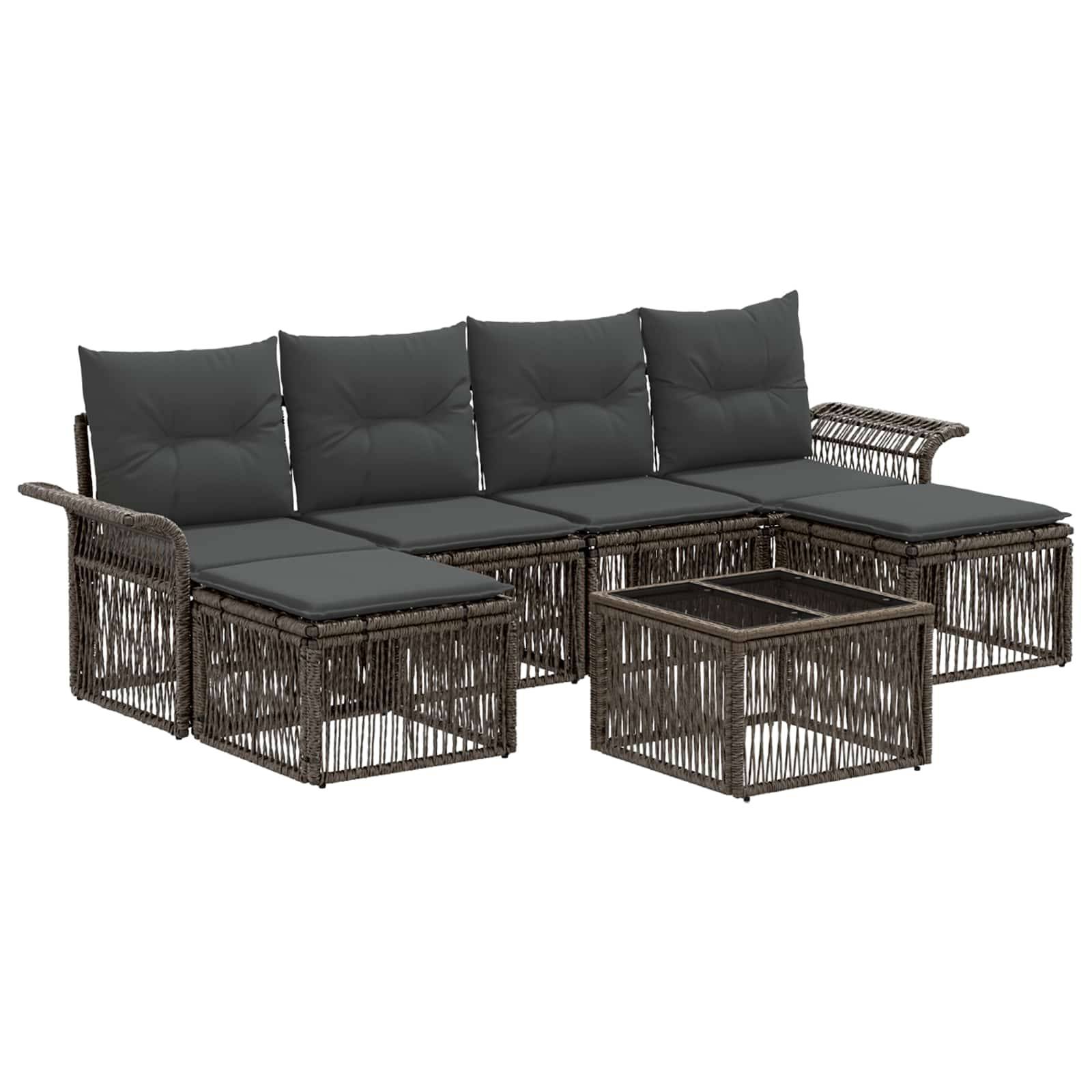 vidaXL Gartensofa-set 7 pcs Grau Poly-Rattan