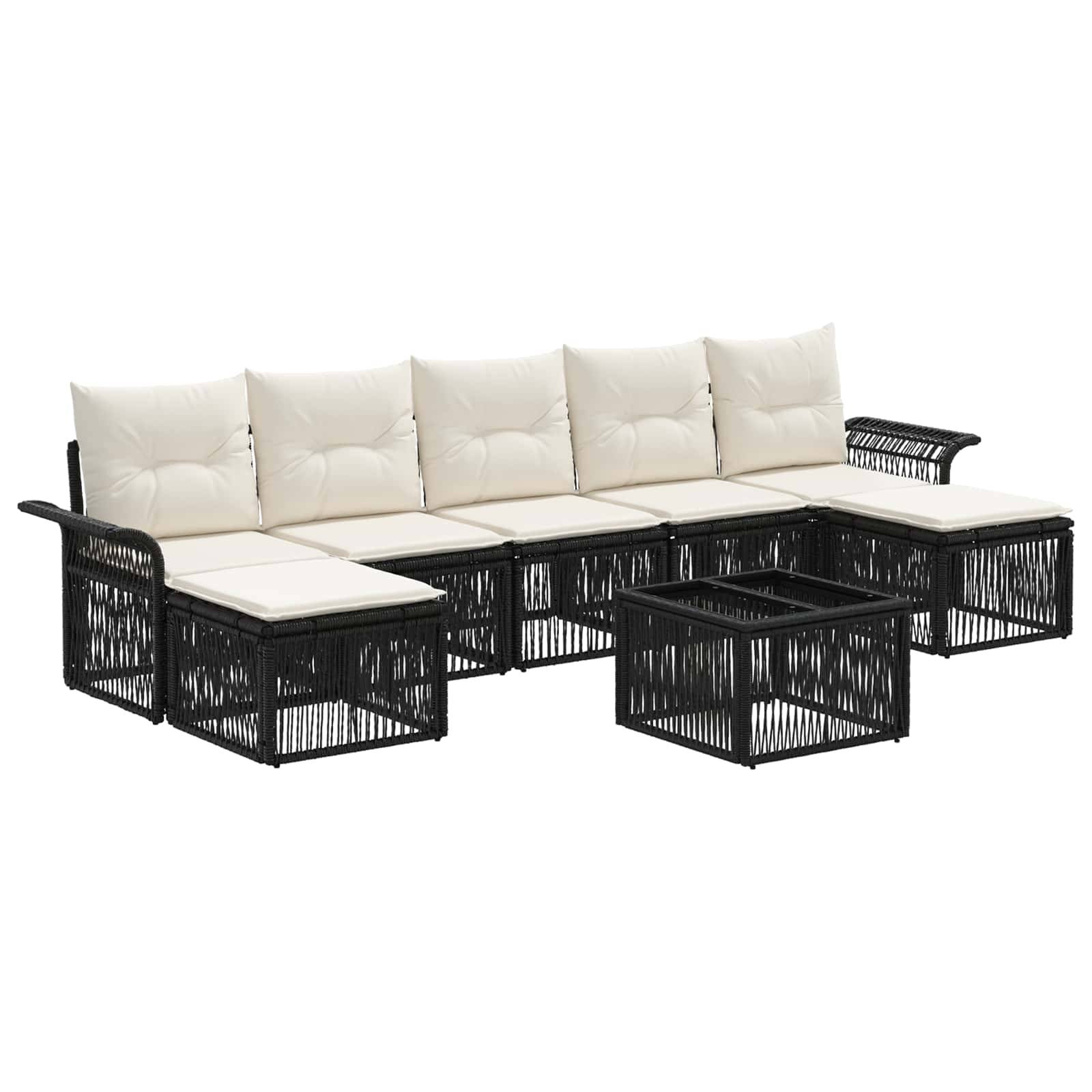 vidaXL Gartensofa-set 8 pcs Schwarz Poly-Rattan