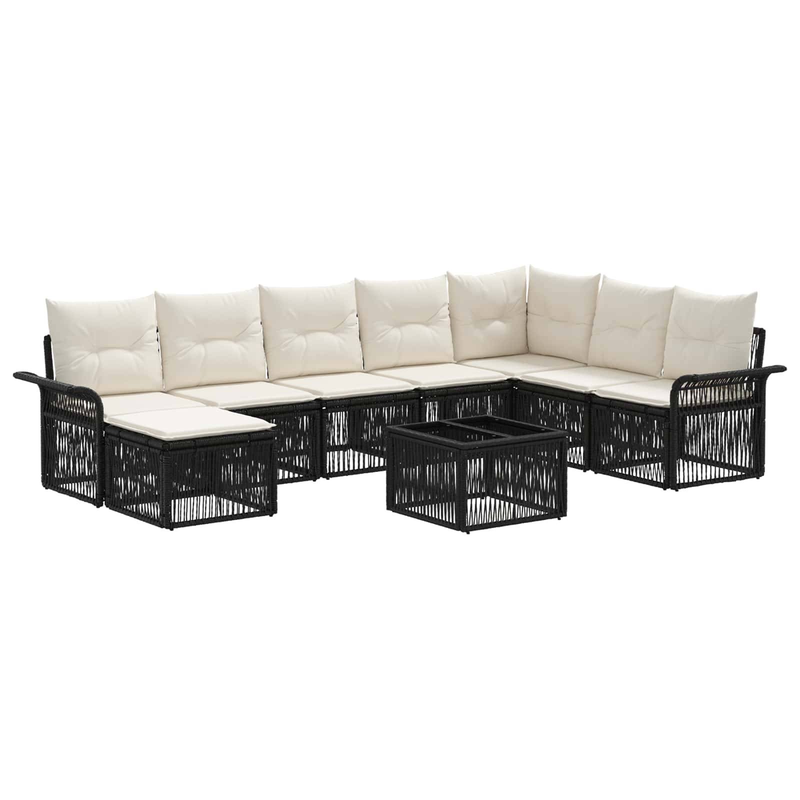 vidaXL Gartensofa-set 9 pcs Schwarz Poly-Rattan