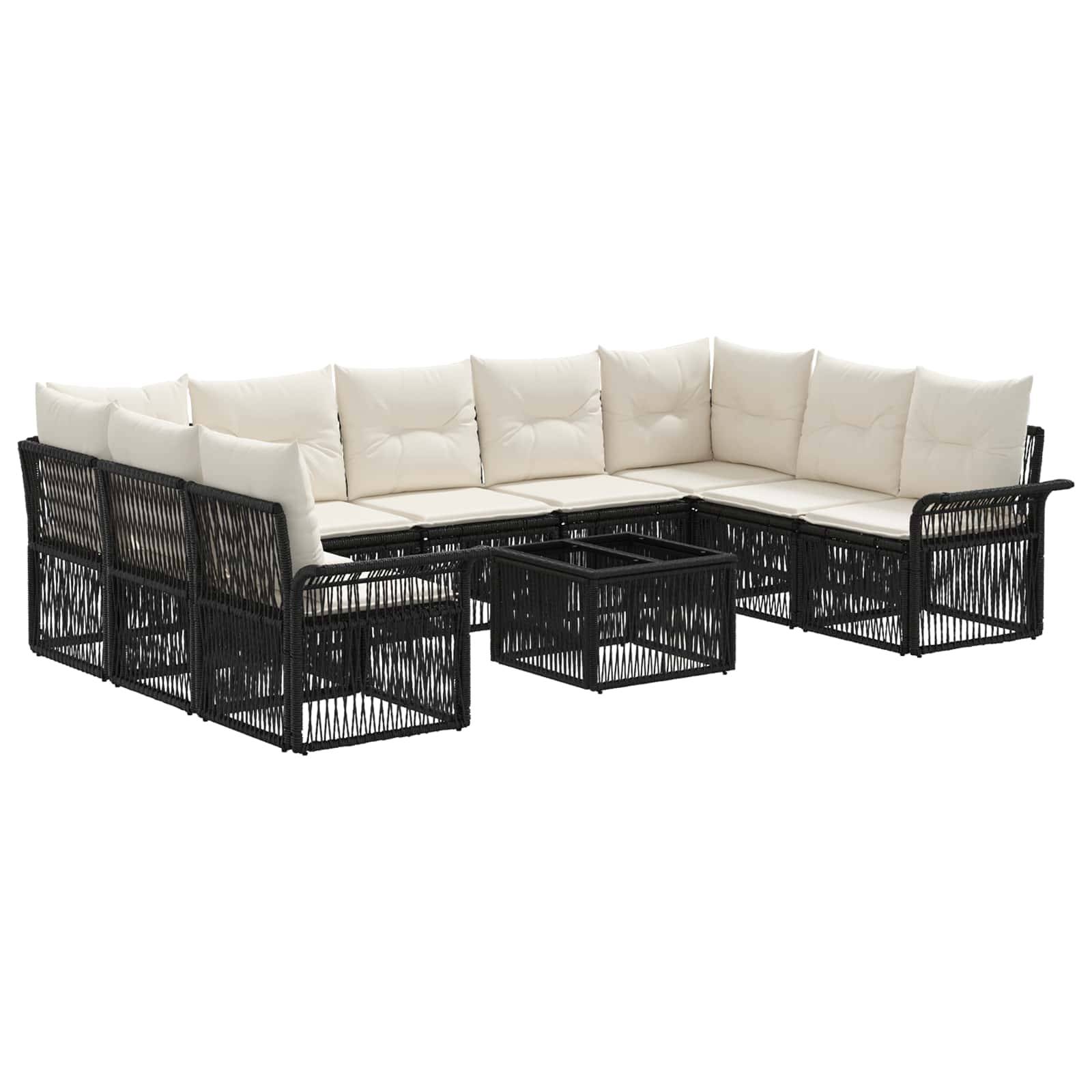 vidaXL Gartensofa-set 10 pcs Schwarz Poly-Rattan
