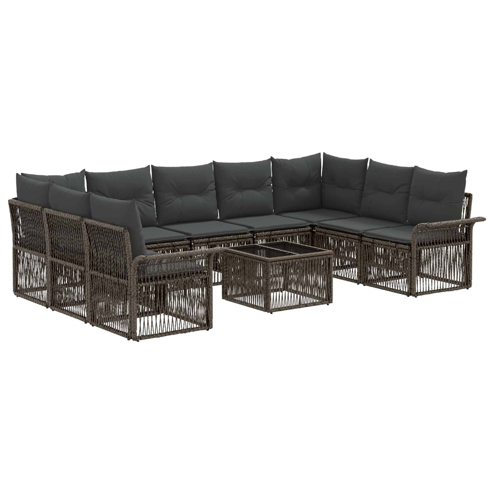 vidaXL Gartensofa-set 10 pcs Grau Poly-Rattan