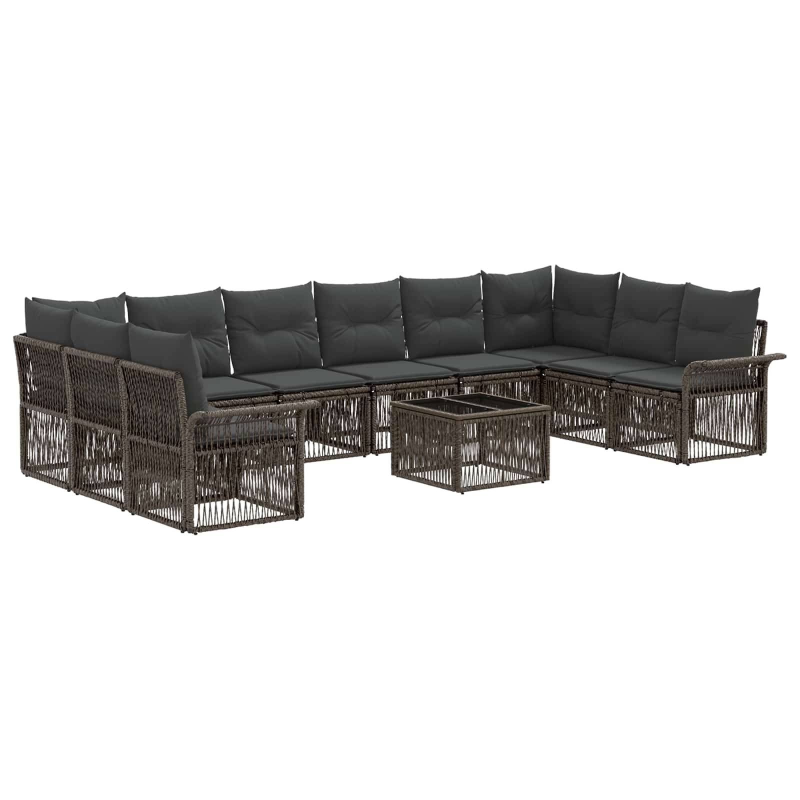 vidaXL Gartensofa-set 11 pcs Grau Poly-Rattan