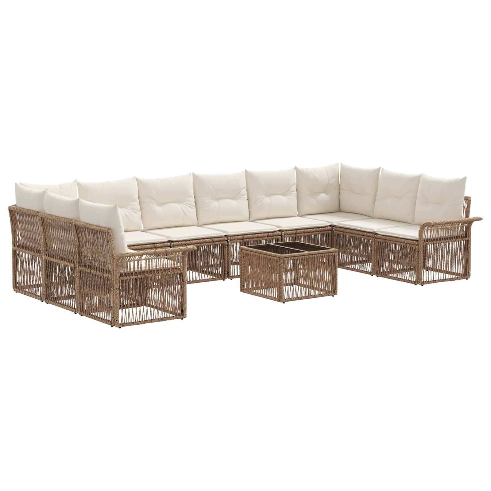vidaXL Gartensofa-set 11 pcs Beige Poly-Rattan