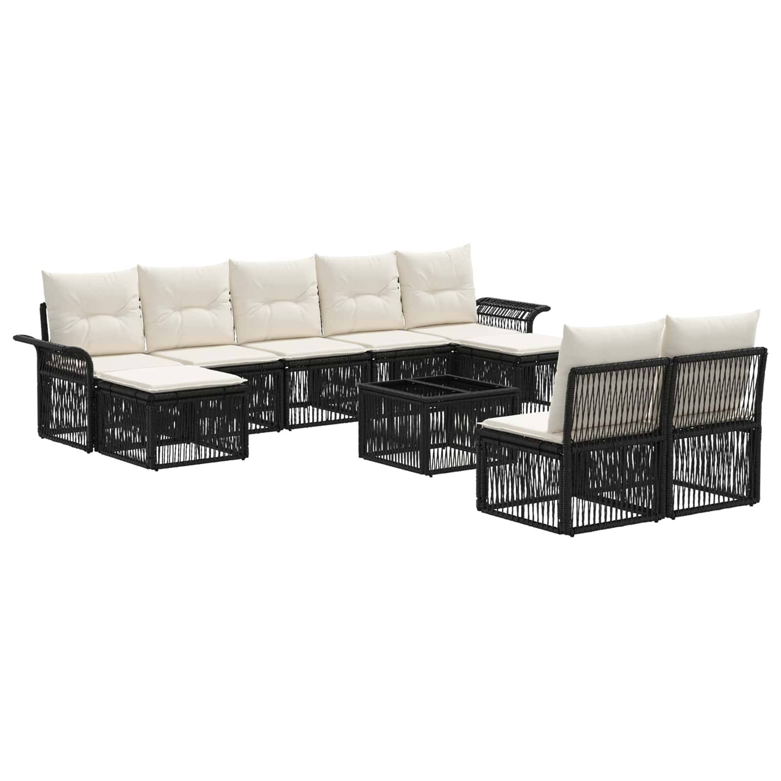 vidaXL Gartensofa-set 10 pcs Schwarz Poly-Rattan