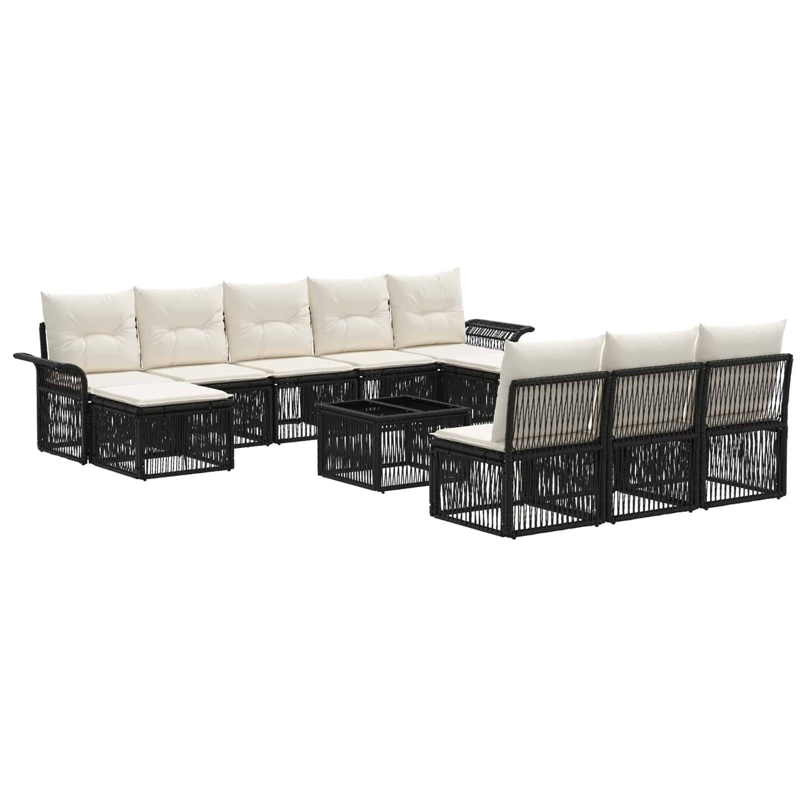 vidaXL Gartensofa-set 11 pcs Schwarz Poly-Rattan