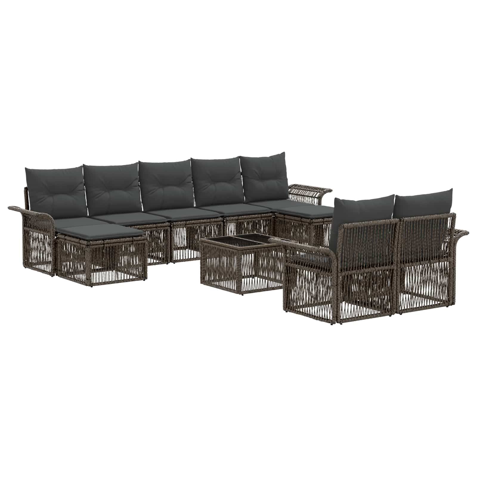vidaXL Gartensofa-set 10 pcs Grau Poly-Rattan