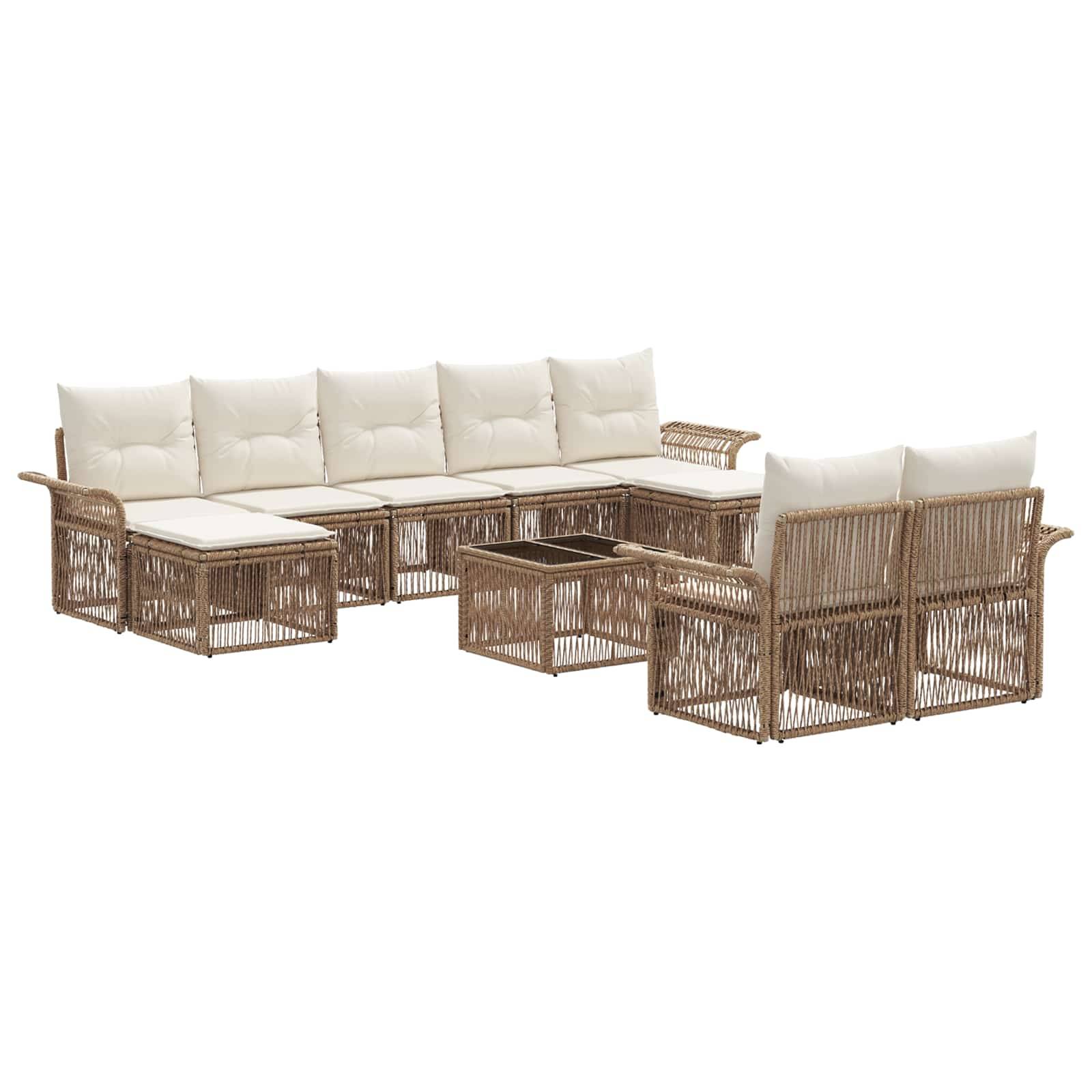 vidaXL Gartensofa-set 10 pcs Beige Poly-Rattan