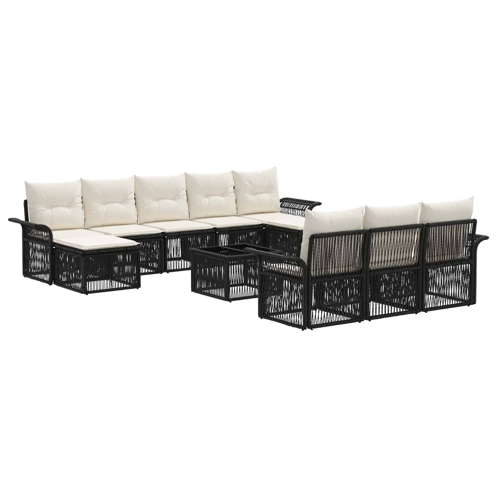 vidaXL Gartensofa-set 11 pcs Schwarz Poly-Rattan