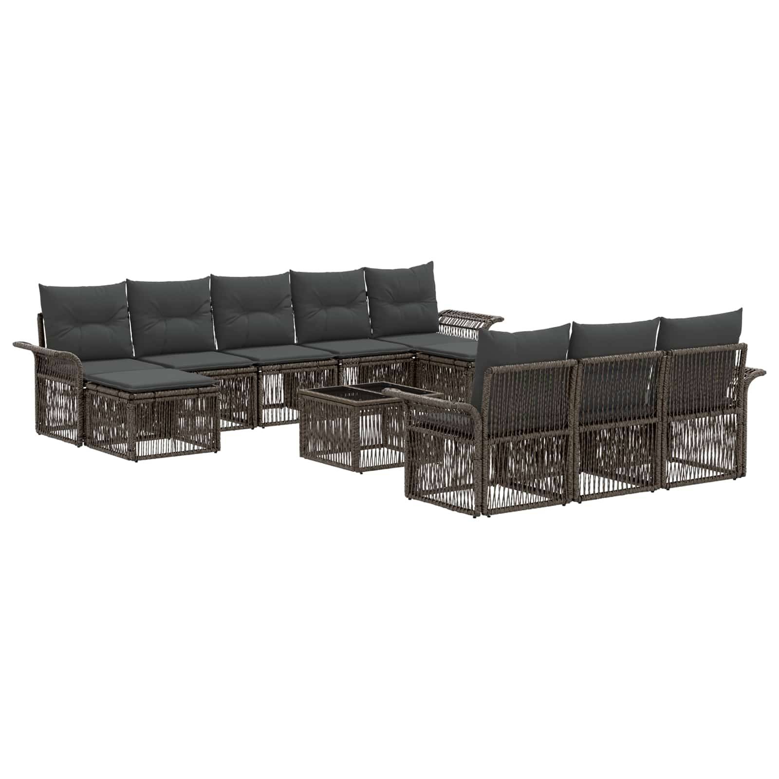 vidaXL Gartensofa-set 11 pcs Grau Poly-Rattan