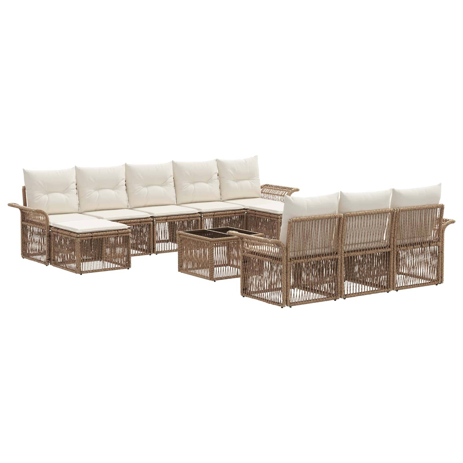 vidaXL Gartensofa-set 11 pcs Beige Poly-Rattan