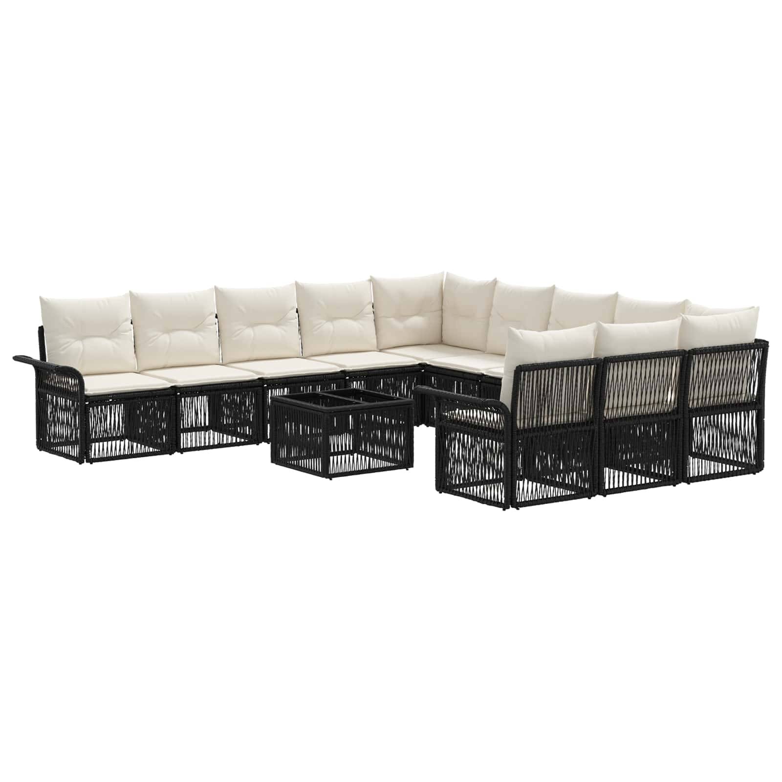 vidaXL Gartensofa-set 12 pcs Schwarz Poly-Rattan