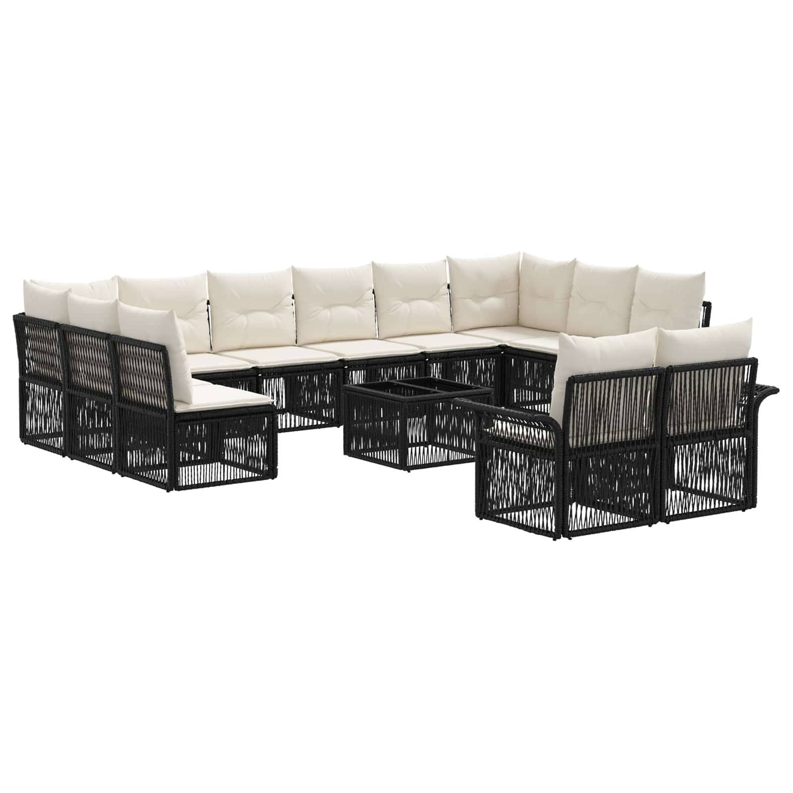vidaXL Gartensofa-set 13 pcs Schwarz Poly-Rattan