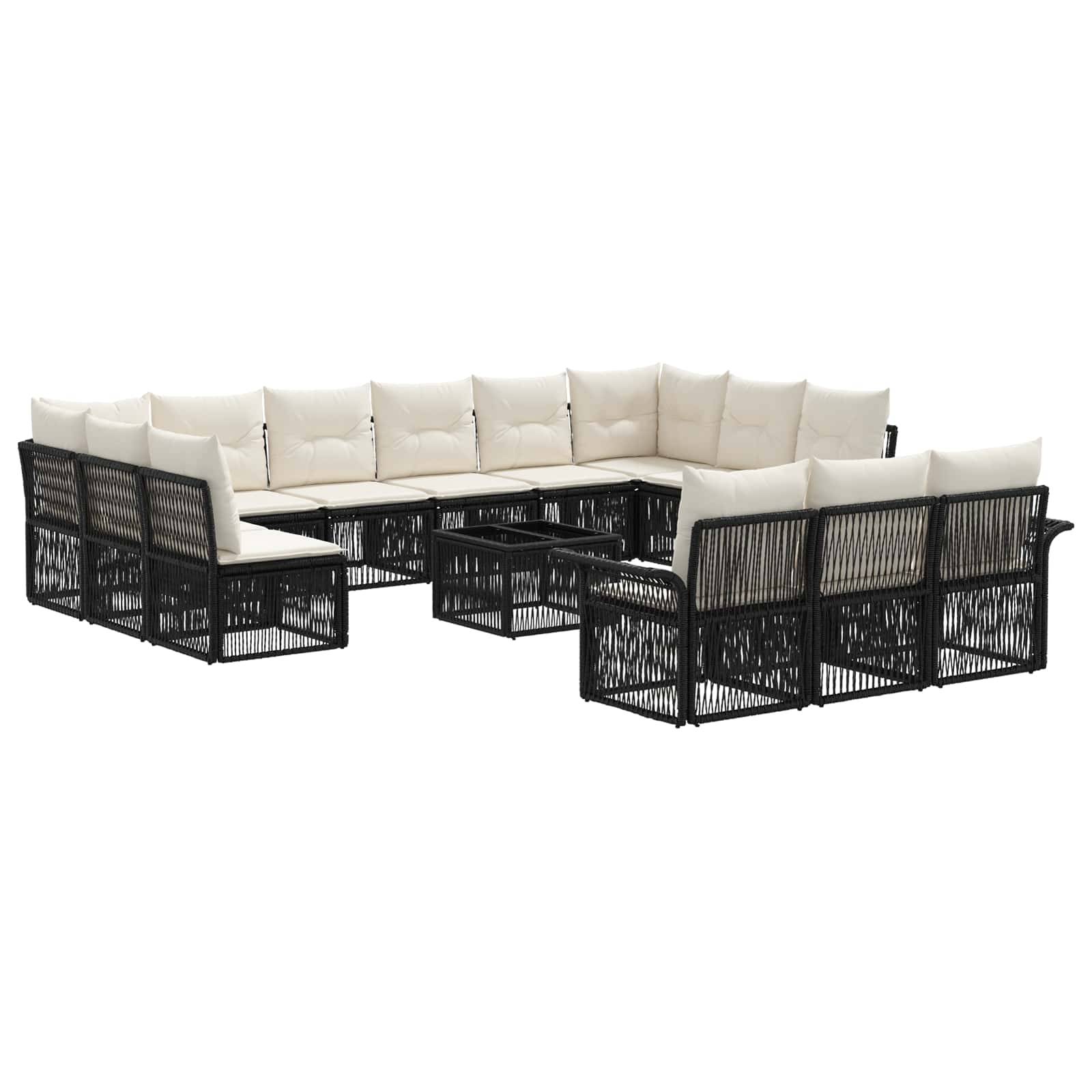 vidaXL Gartensofa-set 14 pcs Schwarz Poly-Rattan