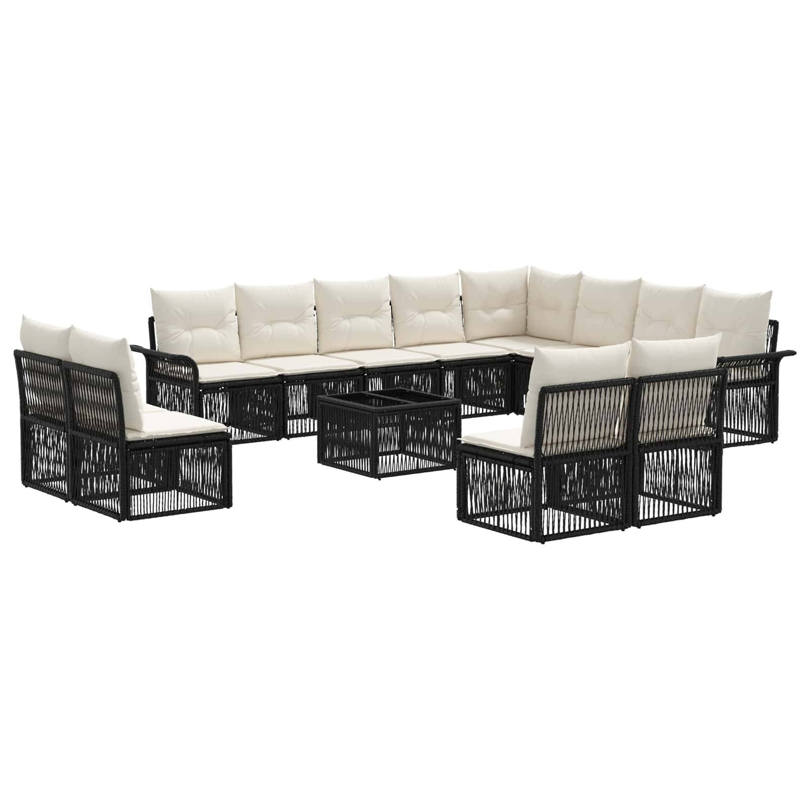 vidaXL Gartensofa-set 13 pcs Schwarz Poly-Rattan
