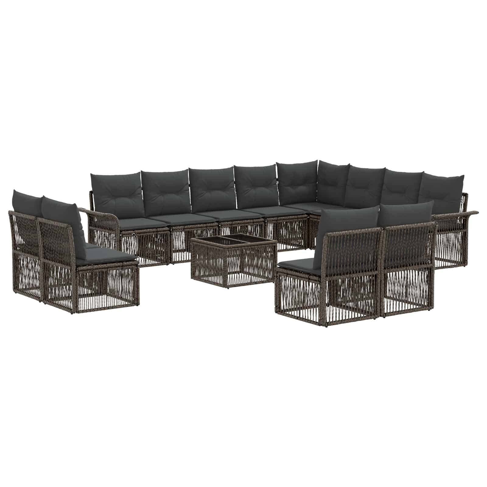vidaXL Gartensofa-set 13 pcs Grau Poly-Rattan